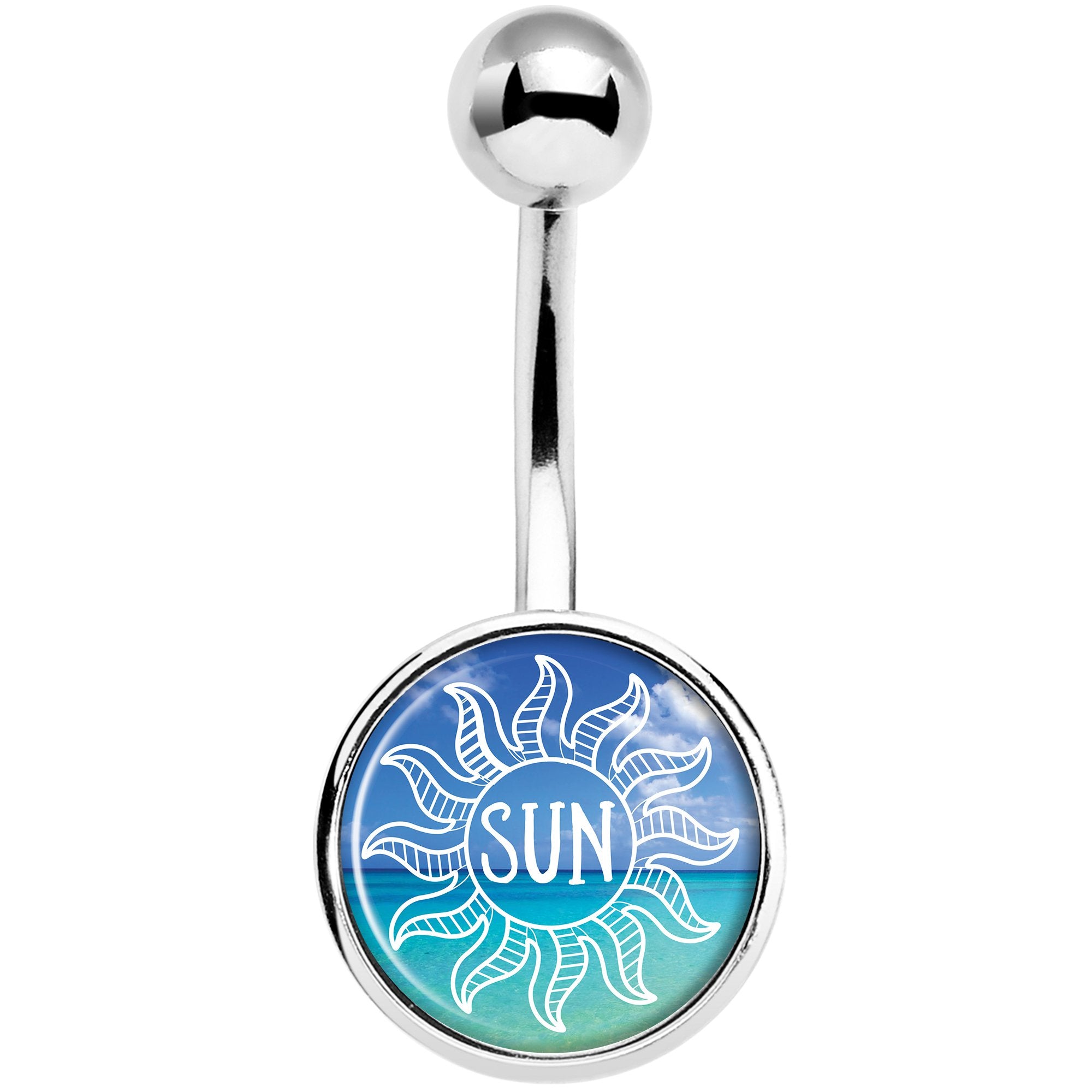 Cool Ocean Sun  Stainless Steel Belly Ring lightweight comfortable