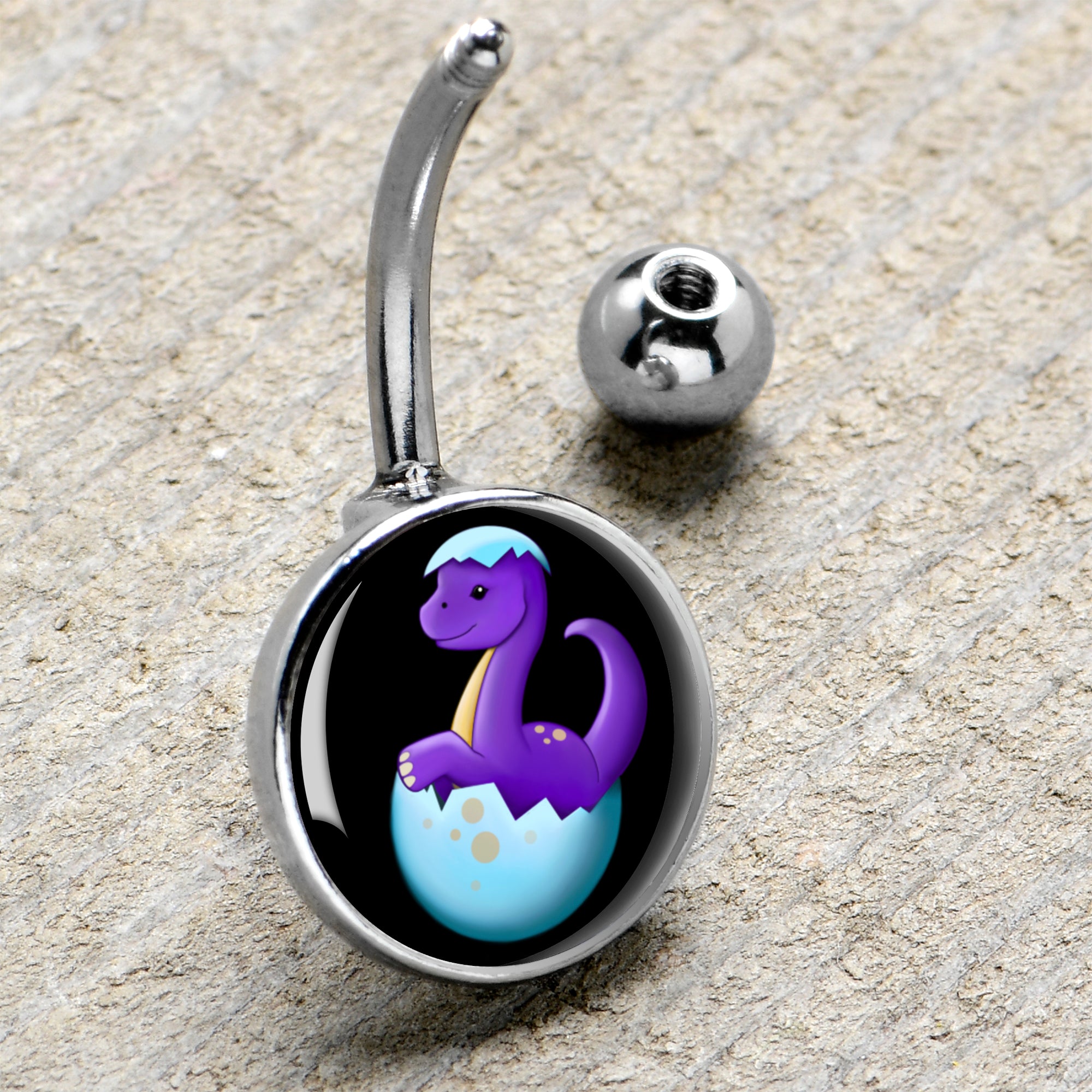 Baby Dinosaur  Stainless Steel Belly Ring handmade design