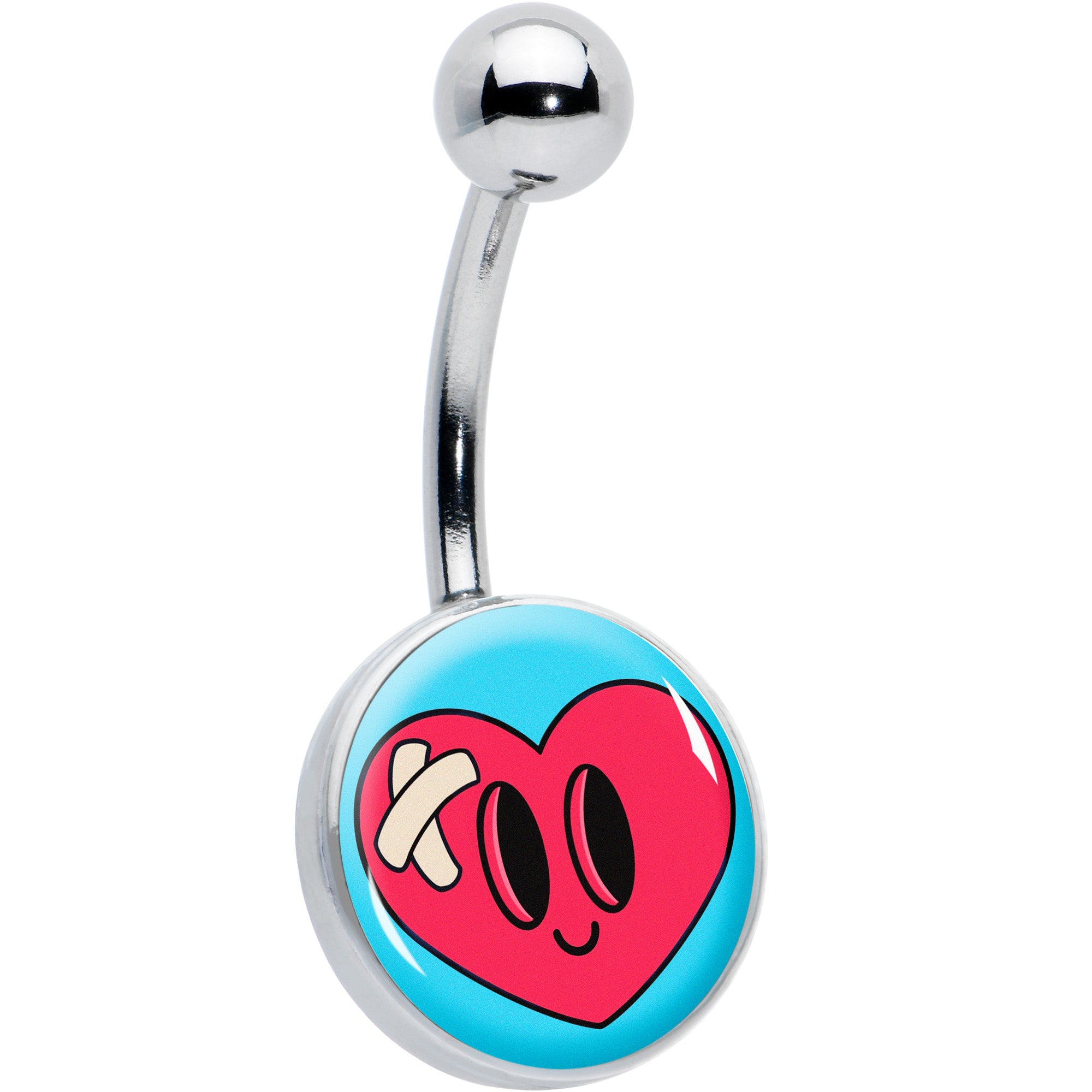 Bandaged Heartbreak Heart Hypoallergenic Stainless Steel Belly Ring