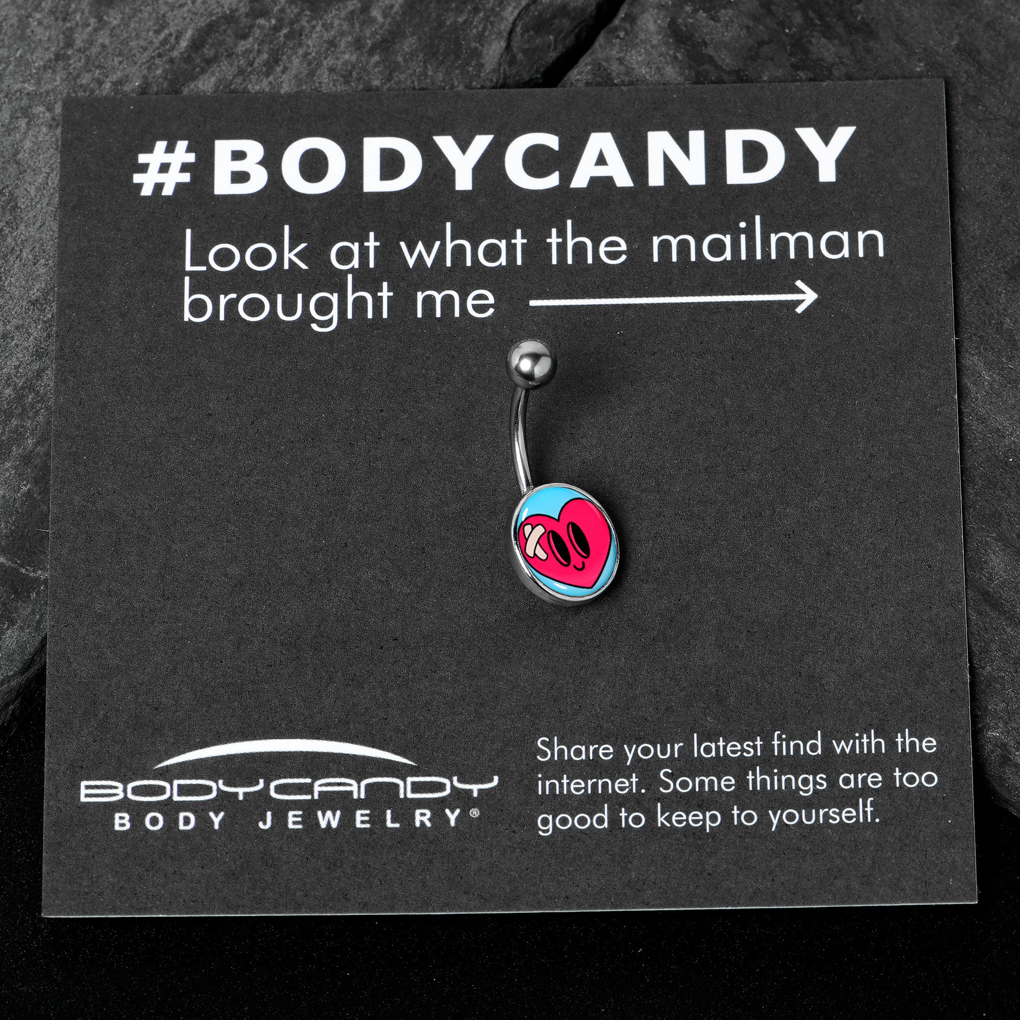 Bandaged Heartbreak Heart  Stainless Steel Belly Ring custom design option