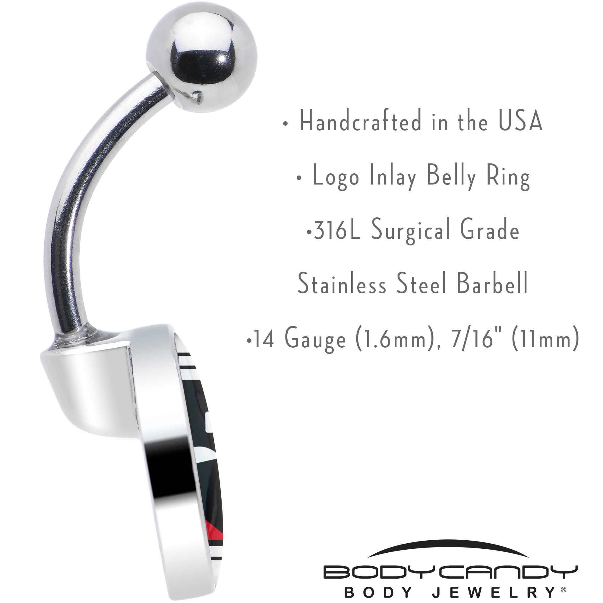 Battery Empty  Stainless Steel Belly Ring custom design option