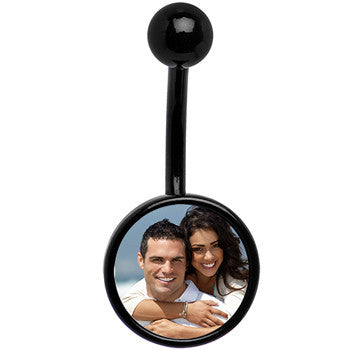 Black Anodized Titanium Custom Photo  Stainless Steel Belly Ring stylish jewelry