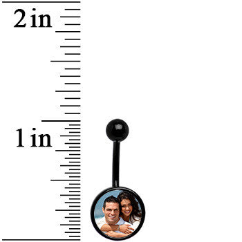 Black Anodized Titanium Custom Photo  Stainless Steel Belly Ring handmade design