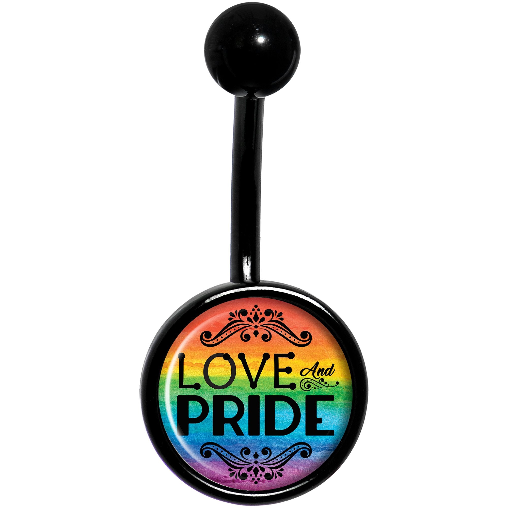 Rainbow Love and Pride Black Belly Ring