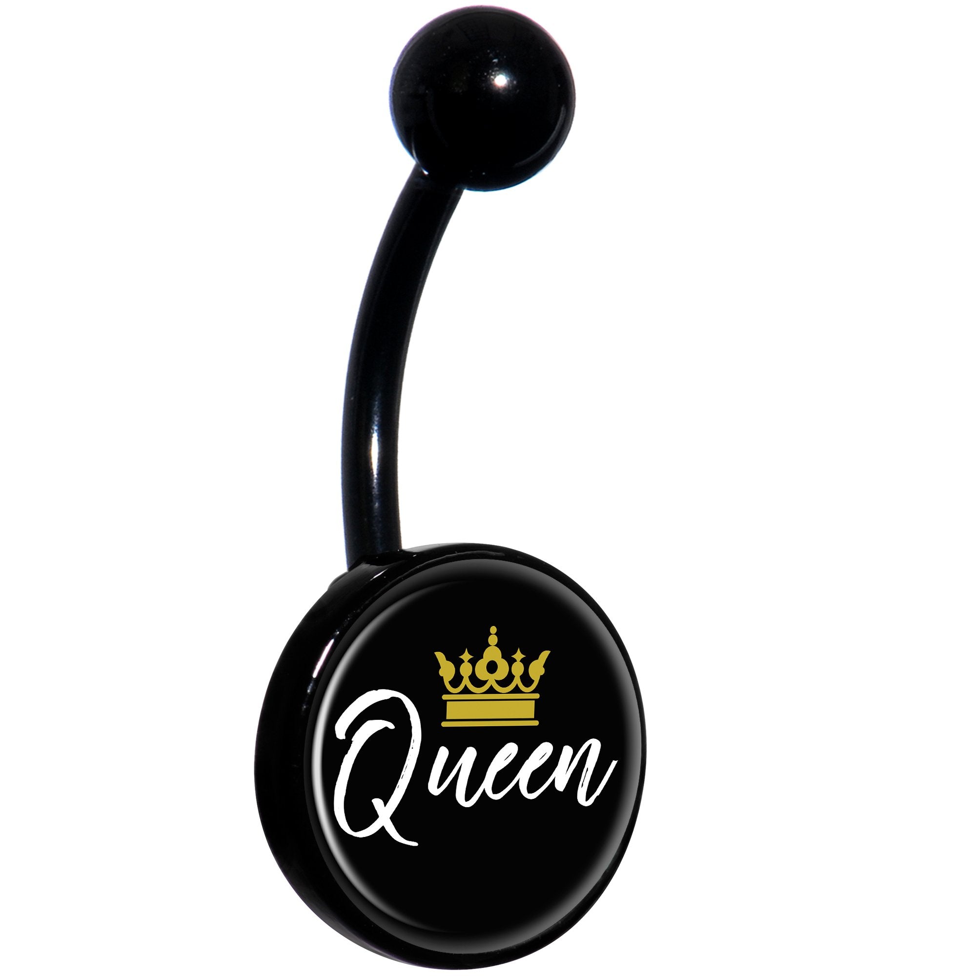 Queen Crown Black Hypoallergenic Stainless Steel Belly Ring
