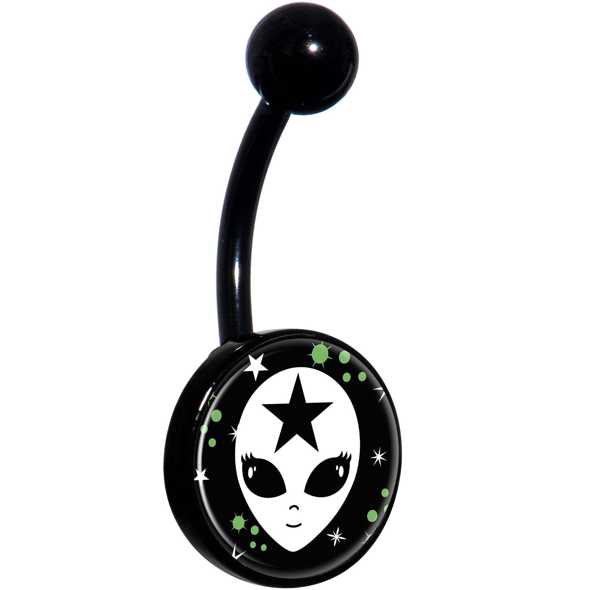 Starry Cute Alien Black Hypoallergenic Stainless Steel Belly Ring