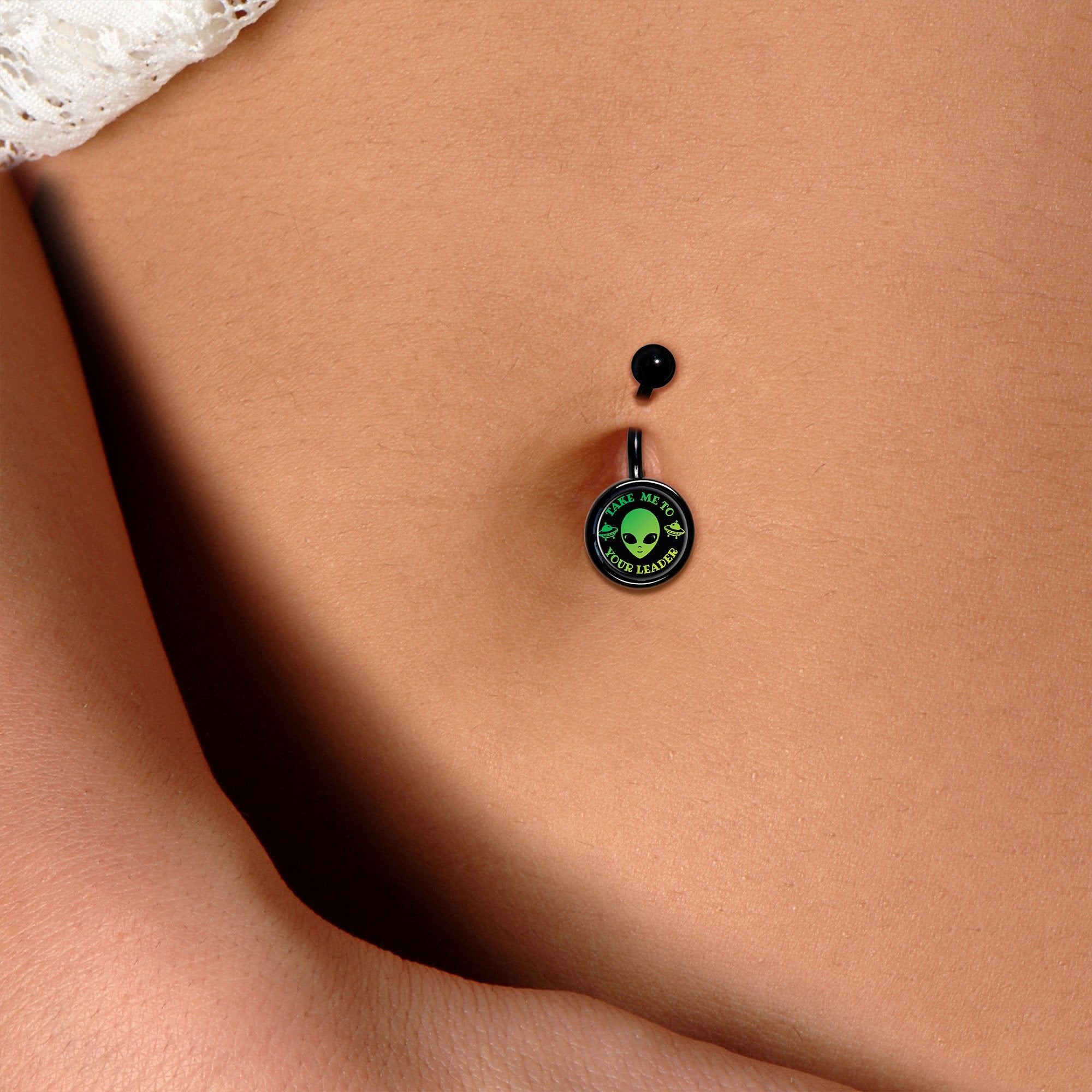 Take Me To Your Leader Black Belly Ring