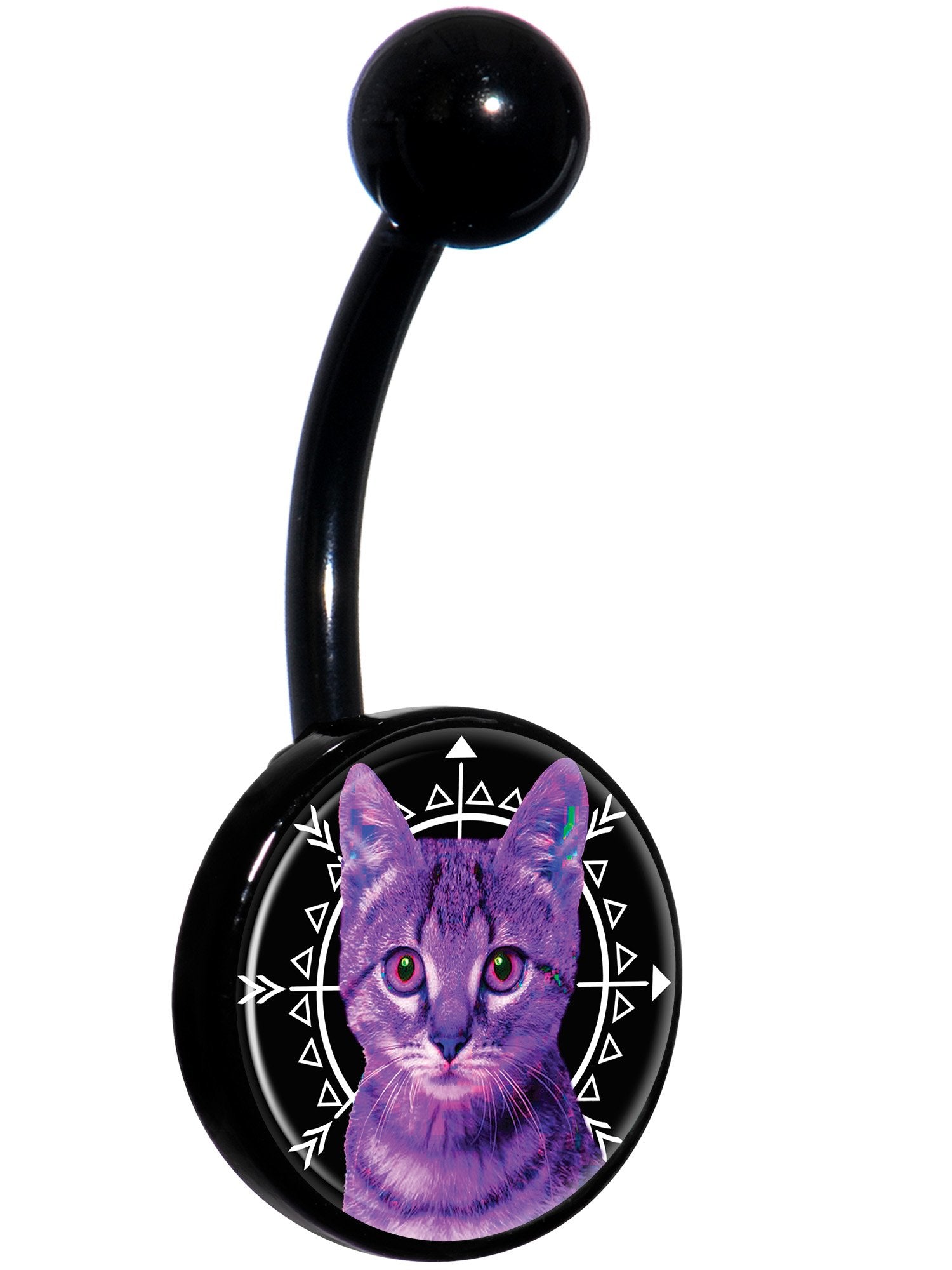 Boho Fuchsia Kitty Cat Black Belly Ring
