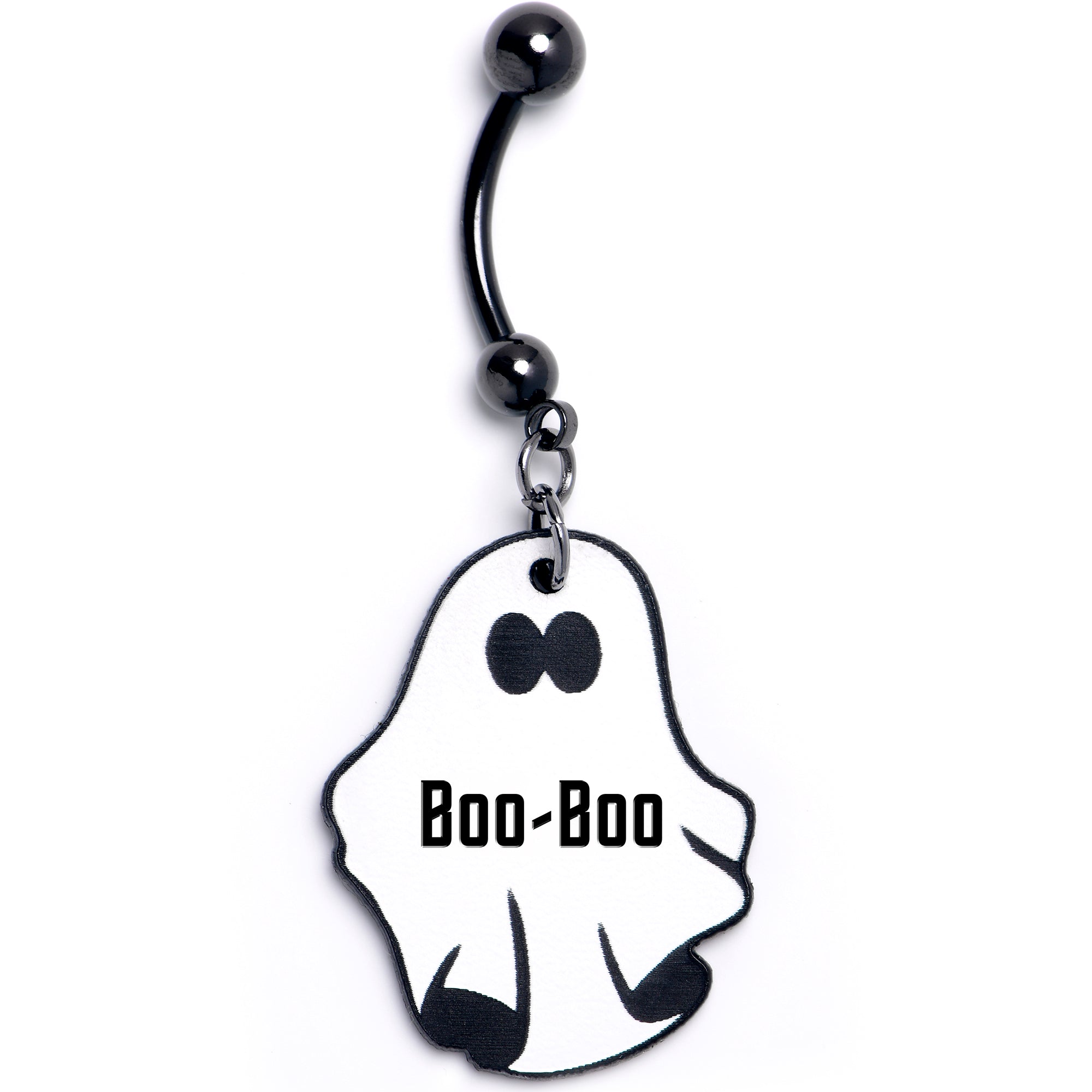 Custom Black Halloween Ghost Personalized Dangle Belly Ring
