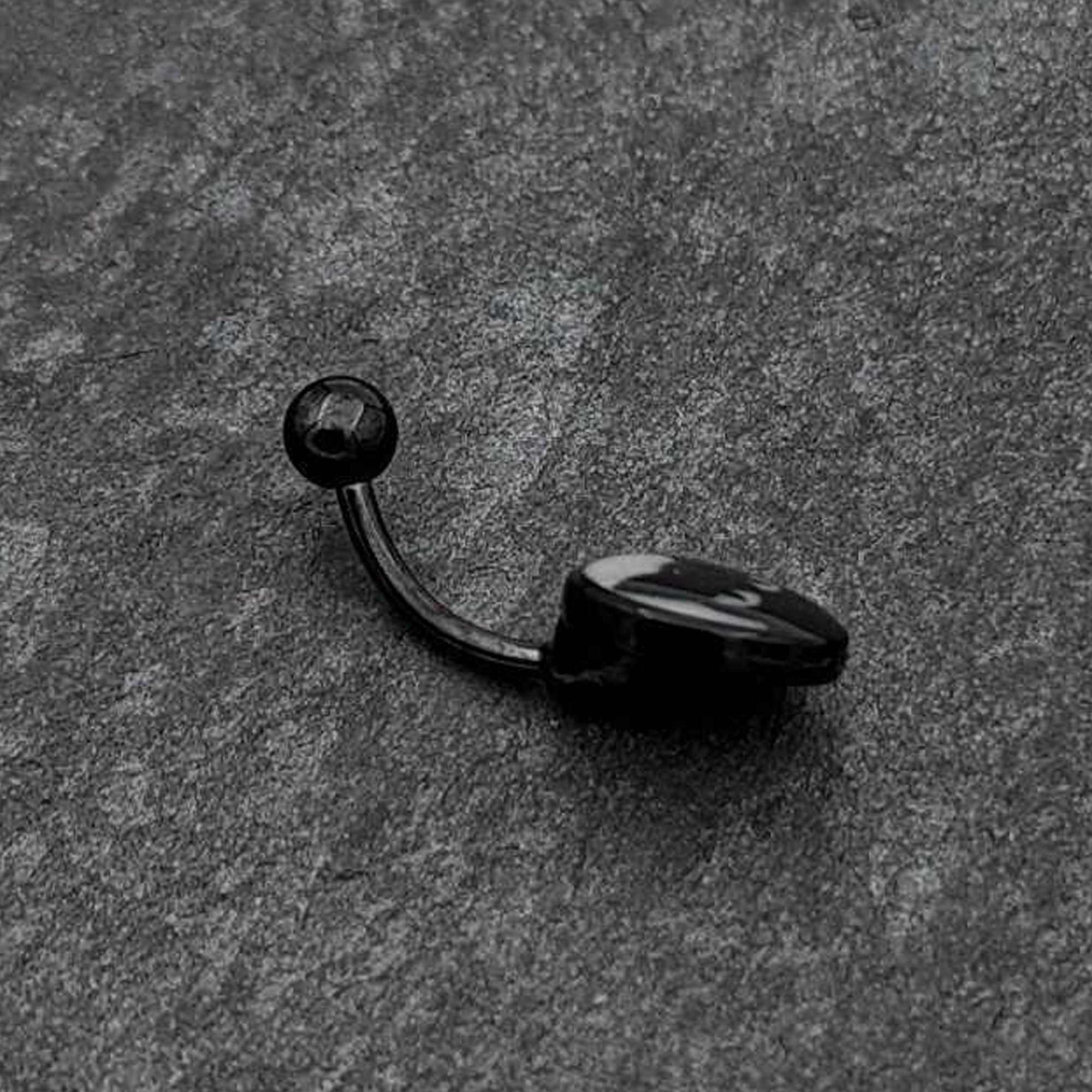 Black Glow in the Dark Peeking Black Cat Belly Ring by Onyx O