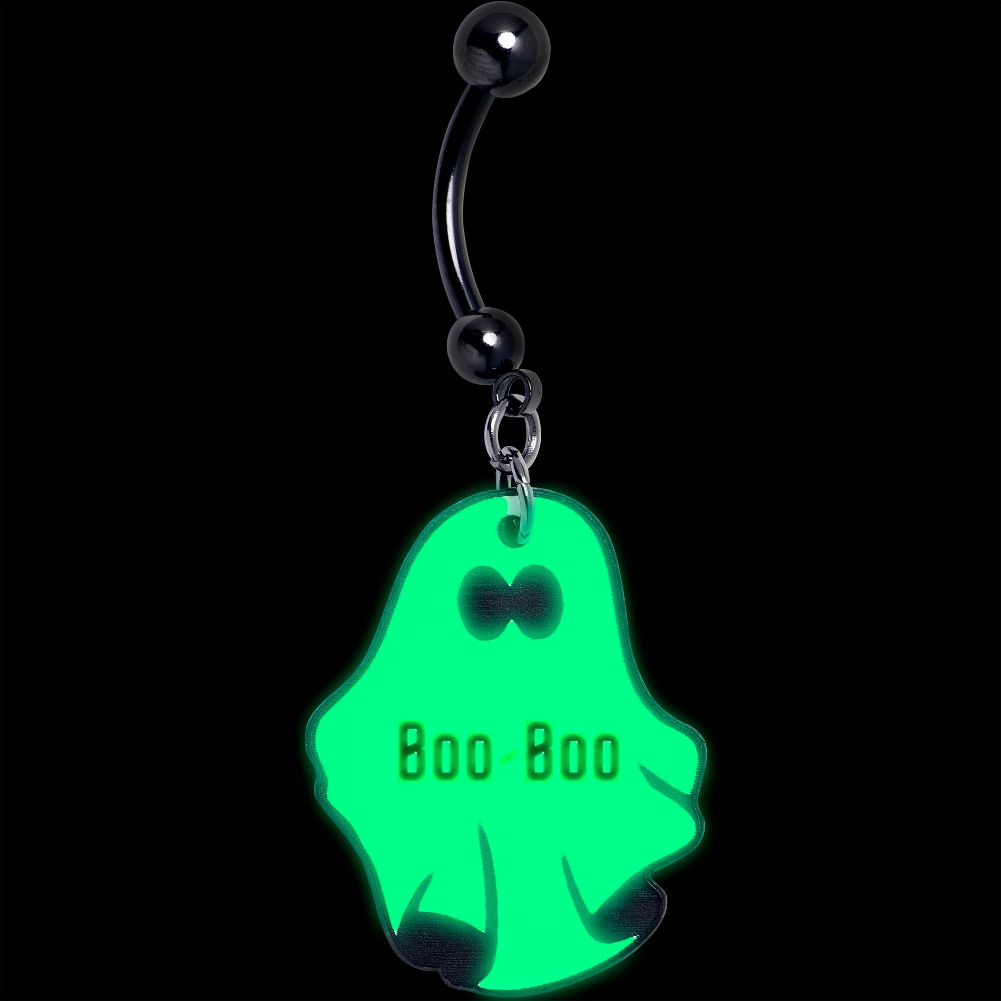 Custom Black Glow In The Dark Halloween Ghost Dangle Belly Ring