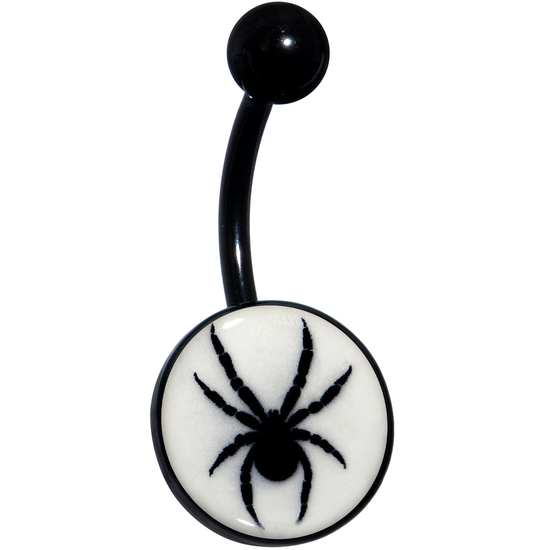 Black Glow in the Dark Black Widow Spider Hypoallergenic Stainless Steel Belly Ring