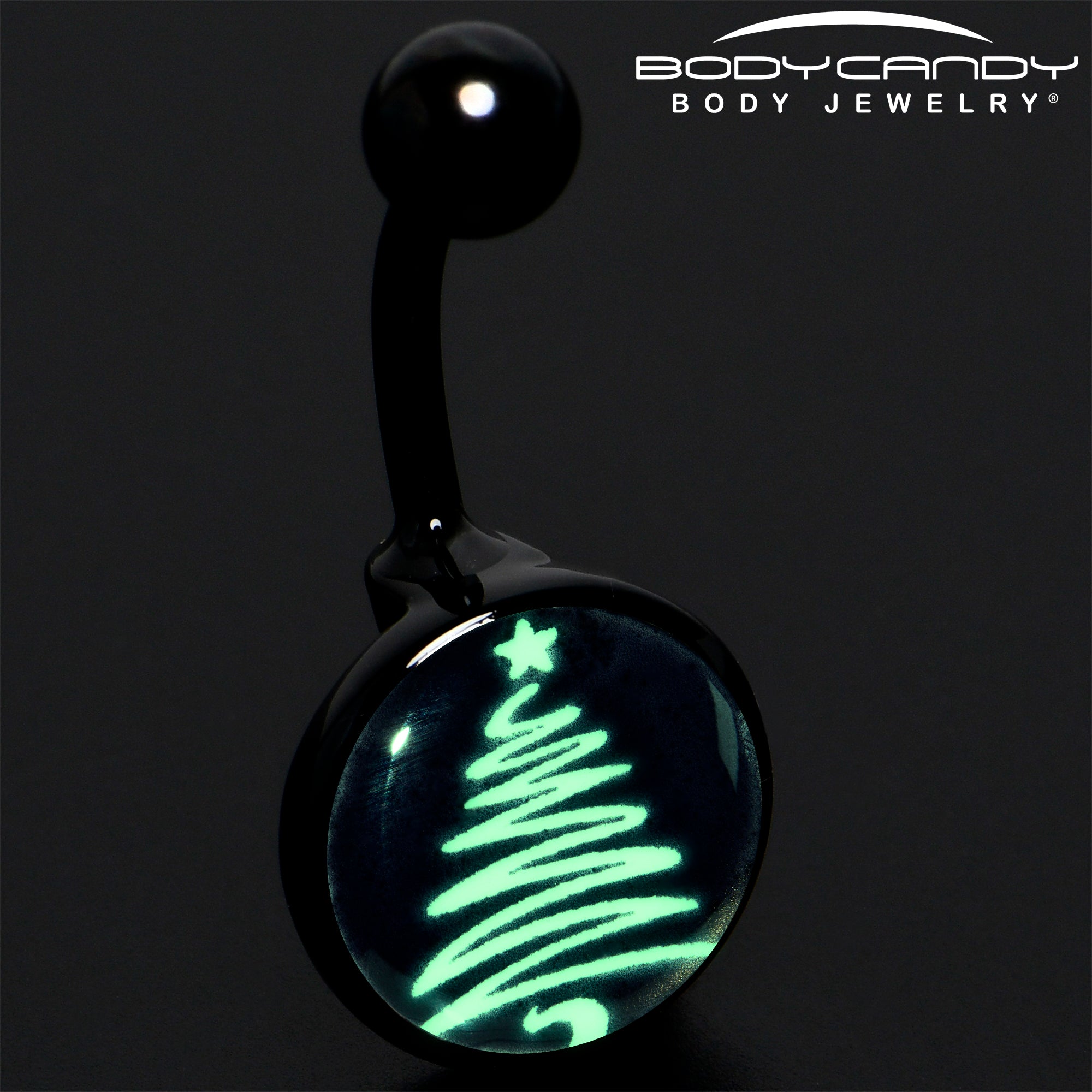 Black Glow in the Dark Holiday Christmas Tree Belly Ring