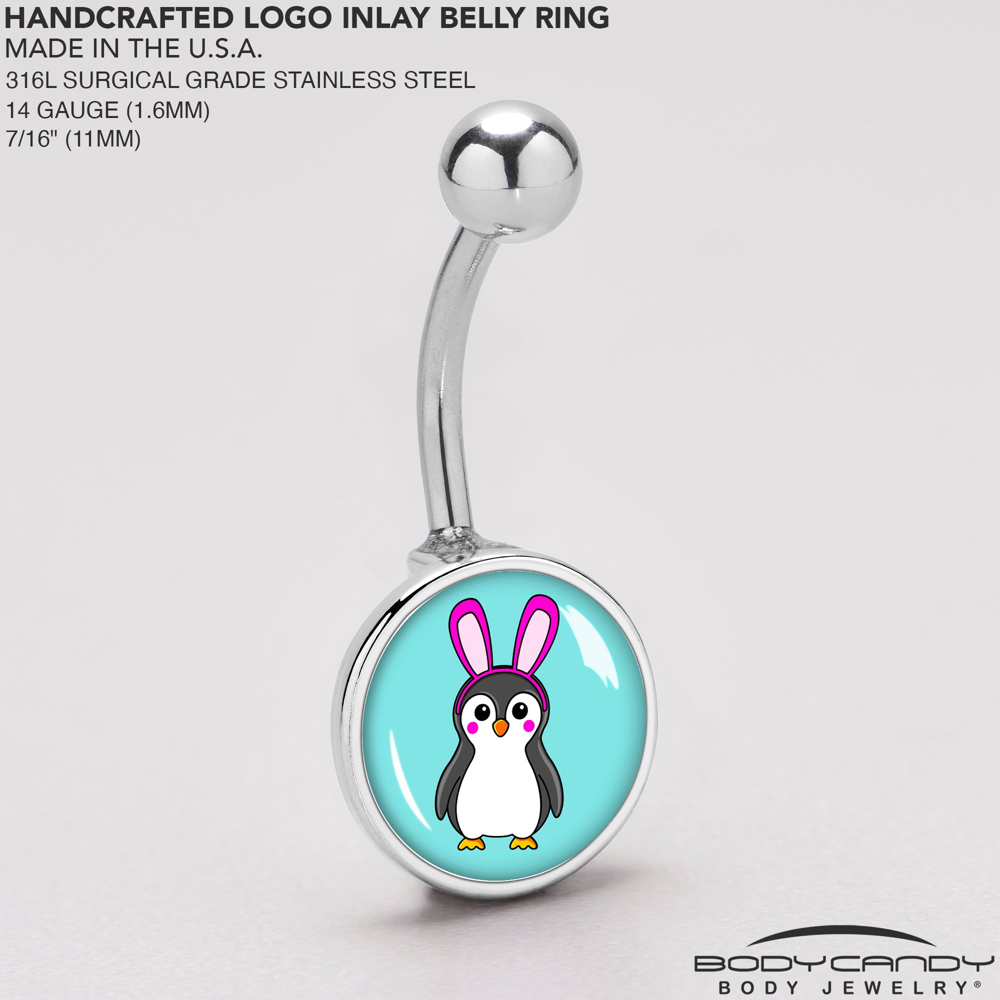 Bunny Penguin  Stainless Steel Belly Ring stainless steel navel piercing