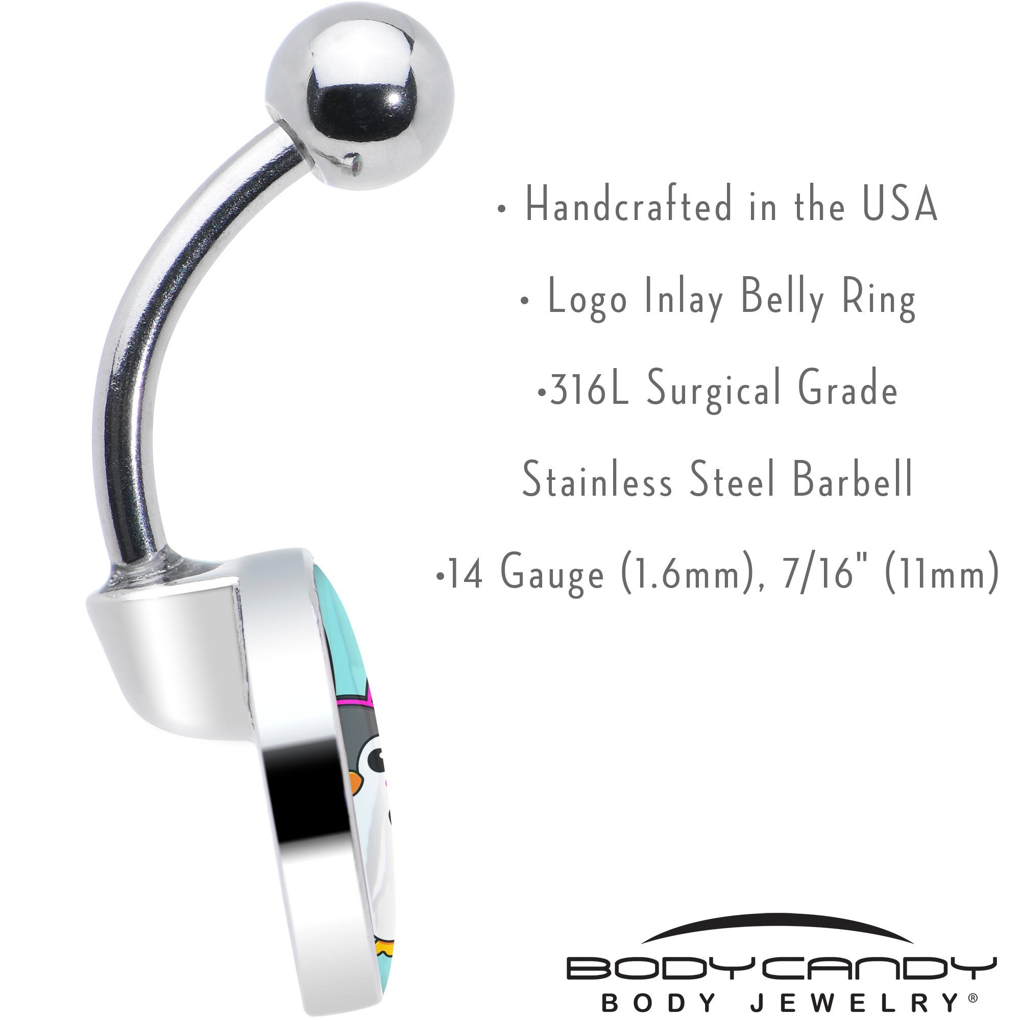 Bunny Penguin  Stainless Steel Belly Ring custom design option