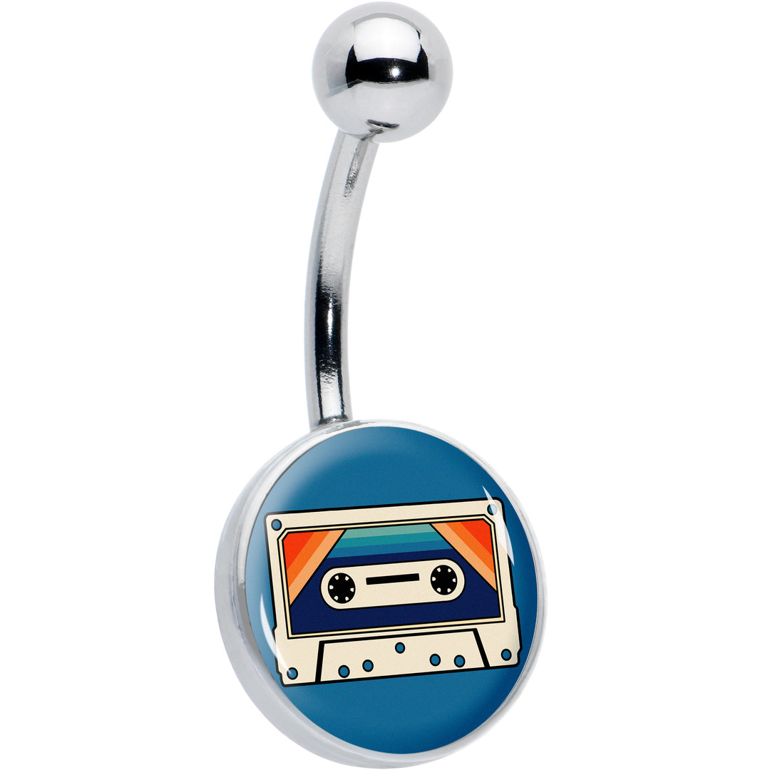 Retro Cassette Tape Hypoallergenic Stainless Steel Belly Ring