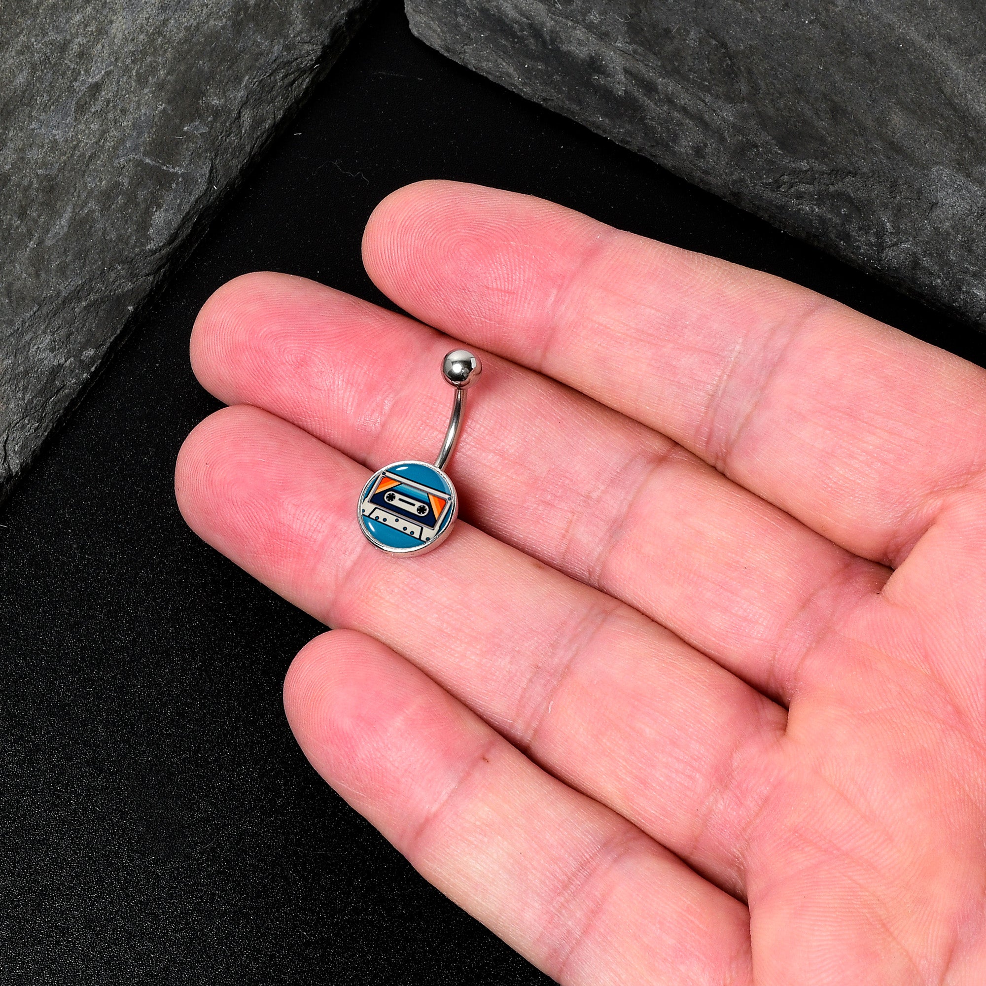 Retro Cassette Tape  Stainless Steel Belly Ring stainless steel navel piercing