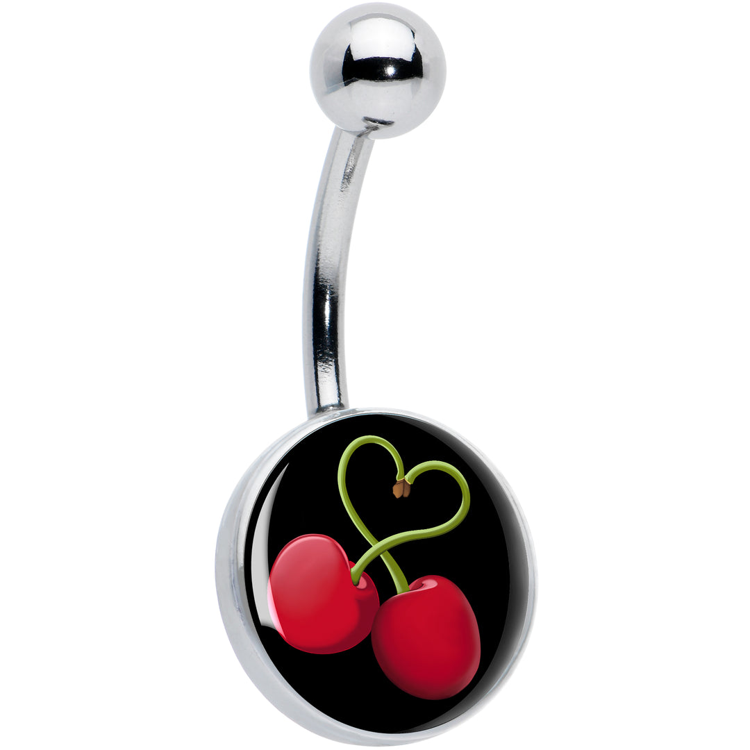 Cherry Heart Hypoallergenic Stainless Steel Belly Ring