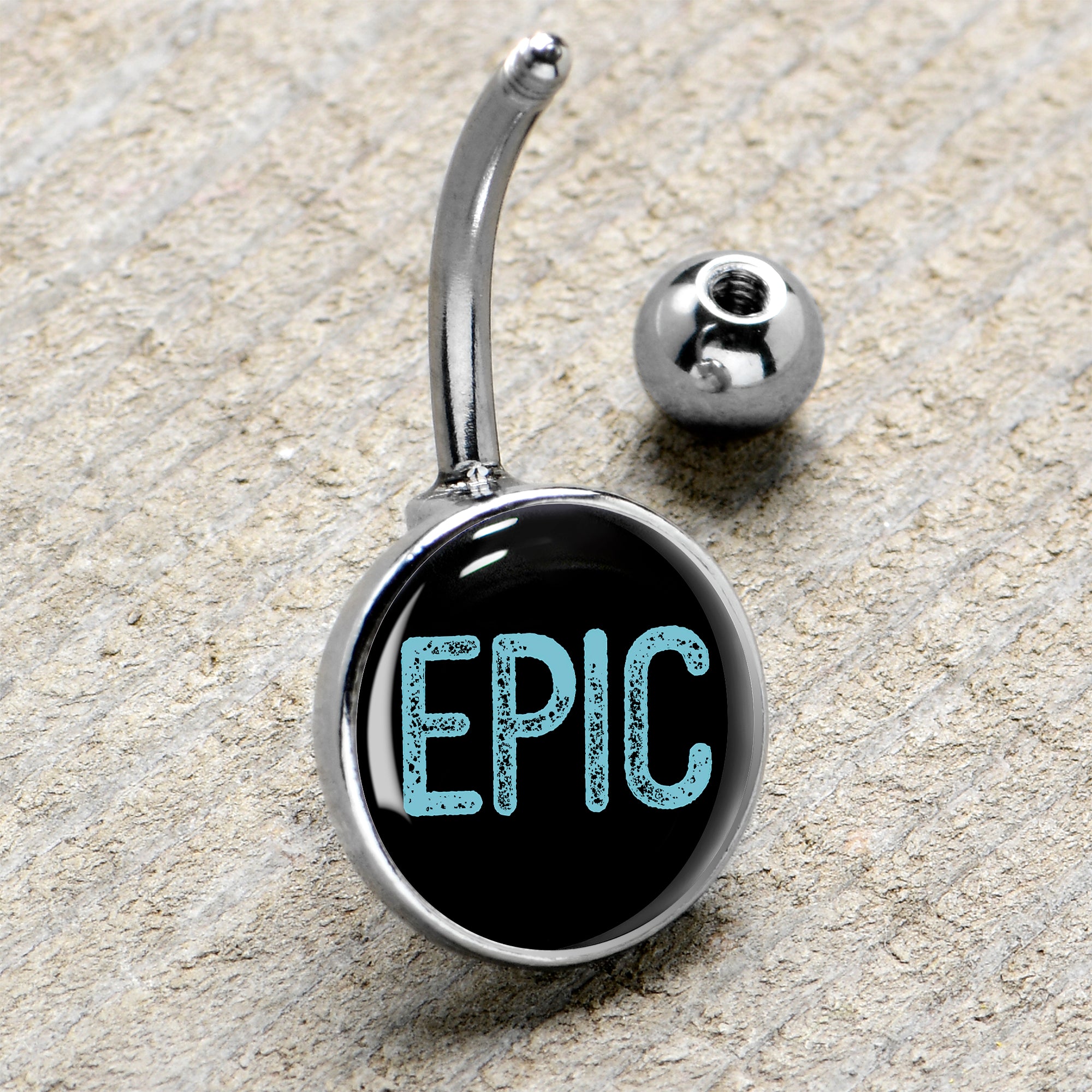 Epic Blue  Stainless Steel Belly Ring handmade design