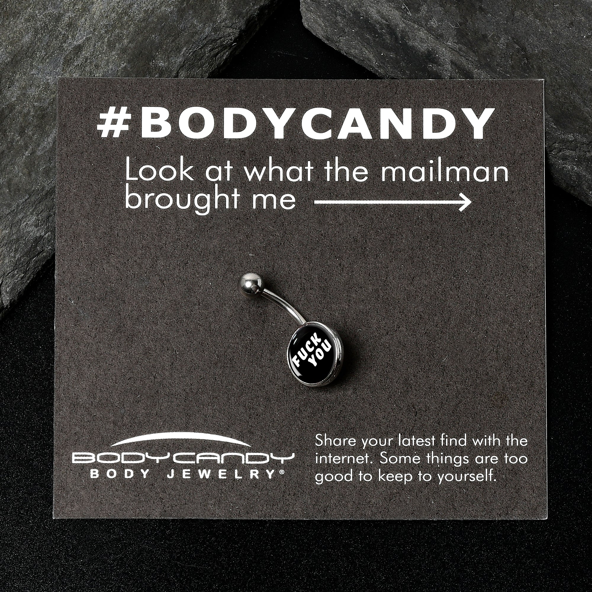 F*ck You Black White  Stainless Steel Belly Ring stainless steel navel piercing