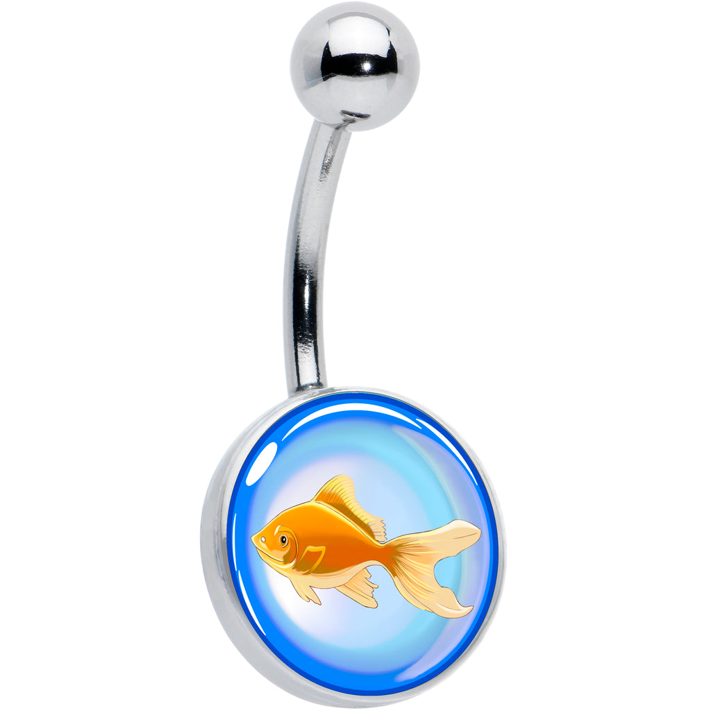 fish lure belly button rings Gold Fish Belly Ring by Onyx O
