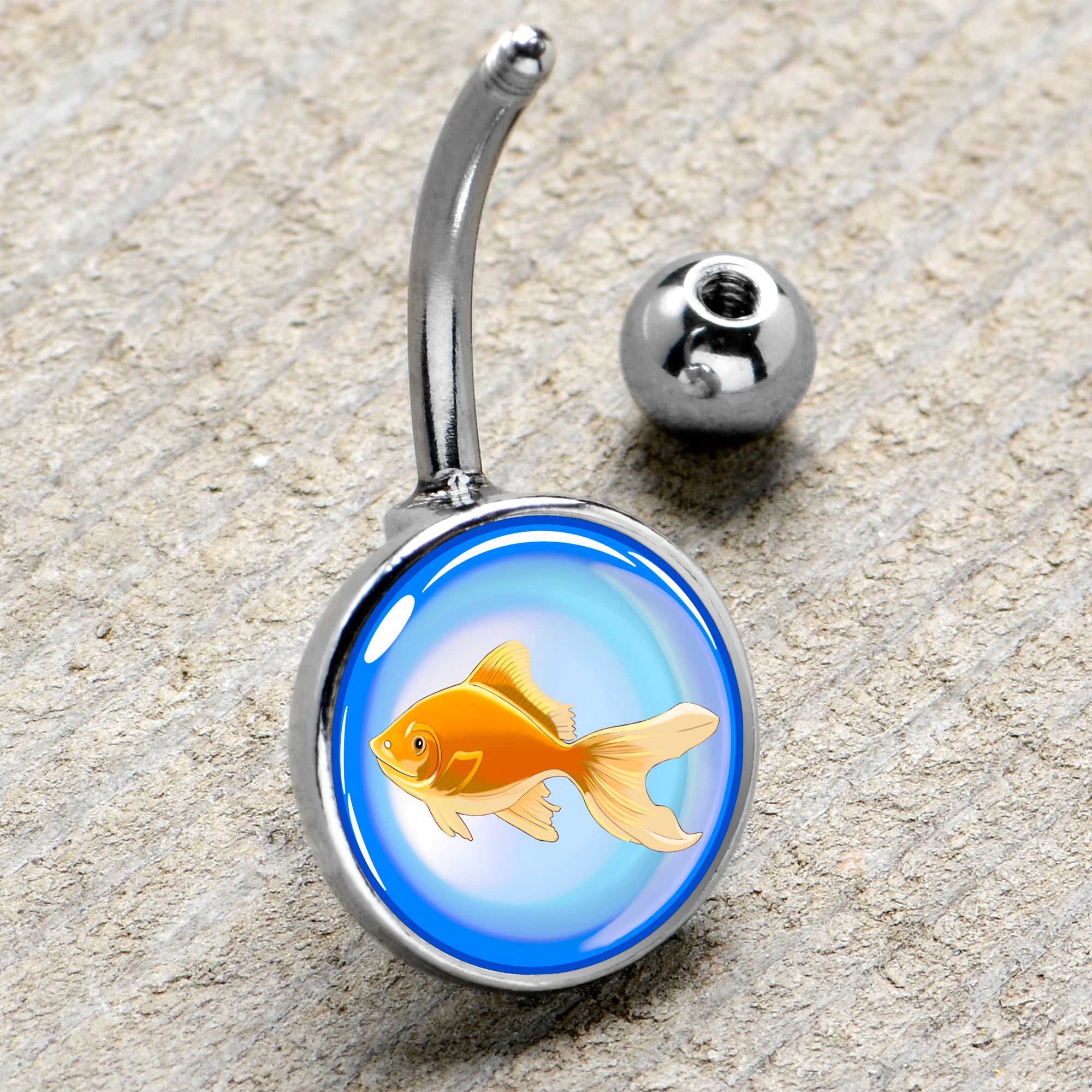 Gold Fish  Stainless Steel Belly Ring handmade design