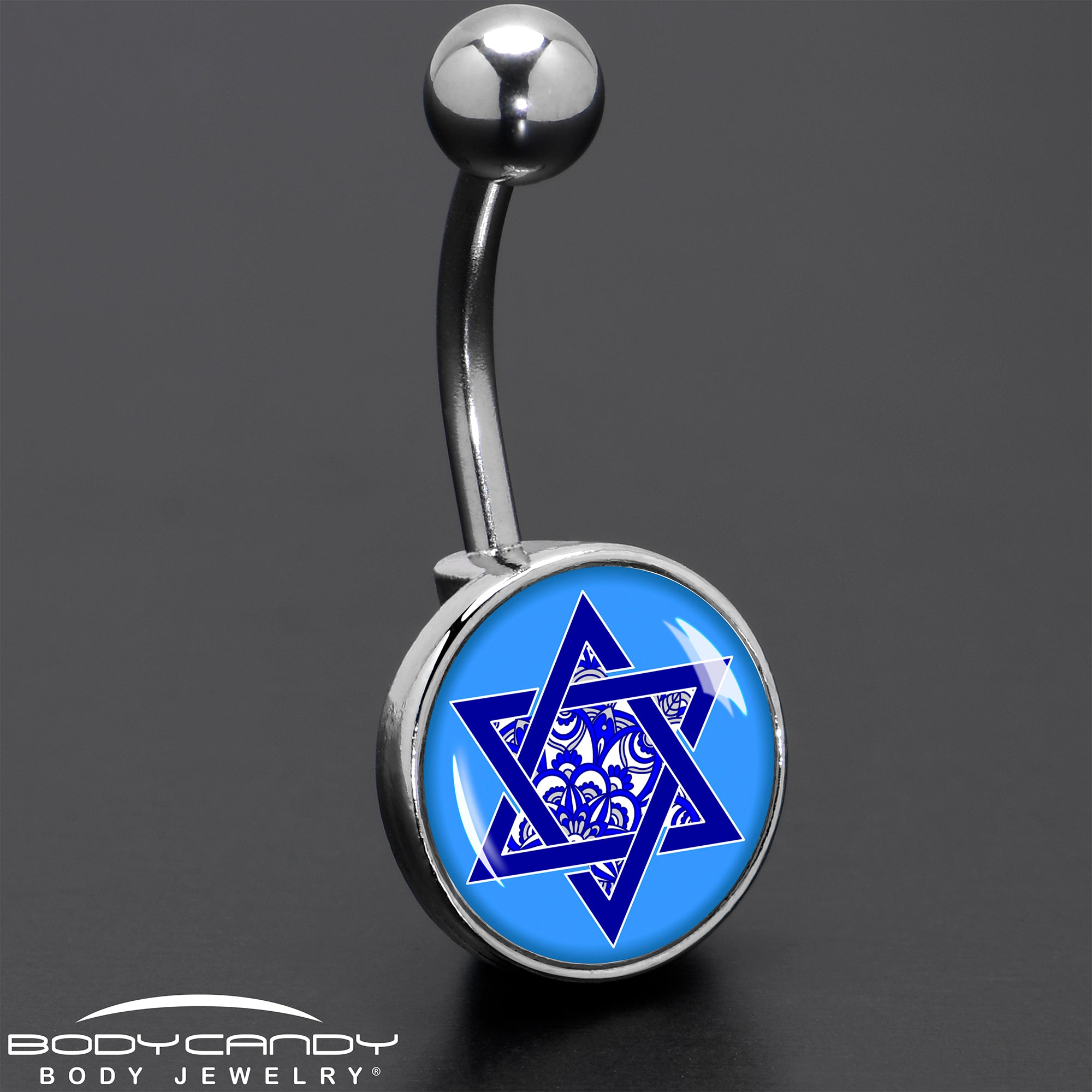 Floral Star of David  Stainless Steel Belly Ring custom design option