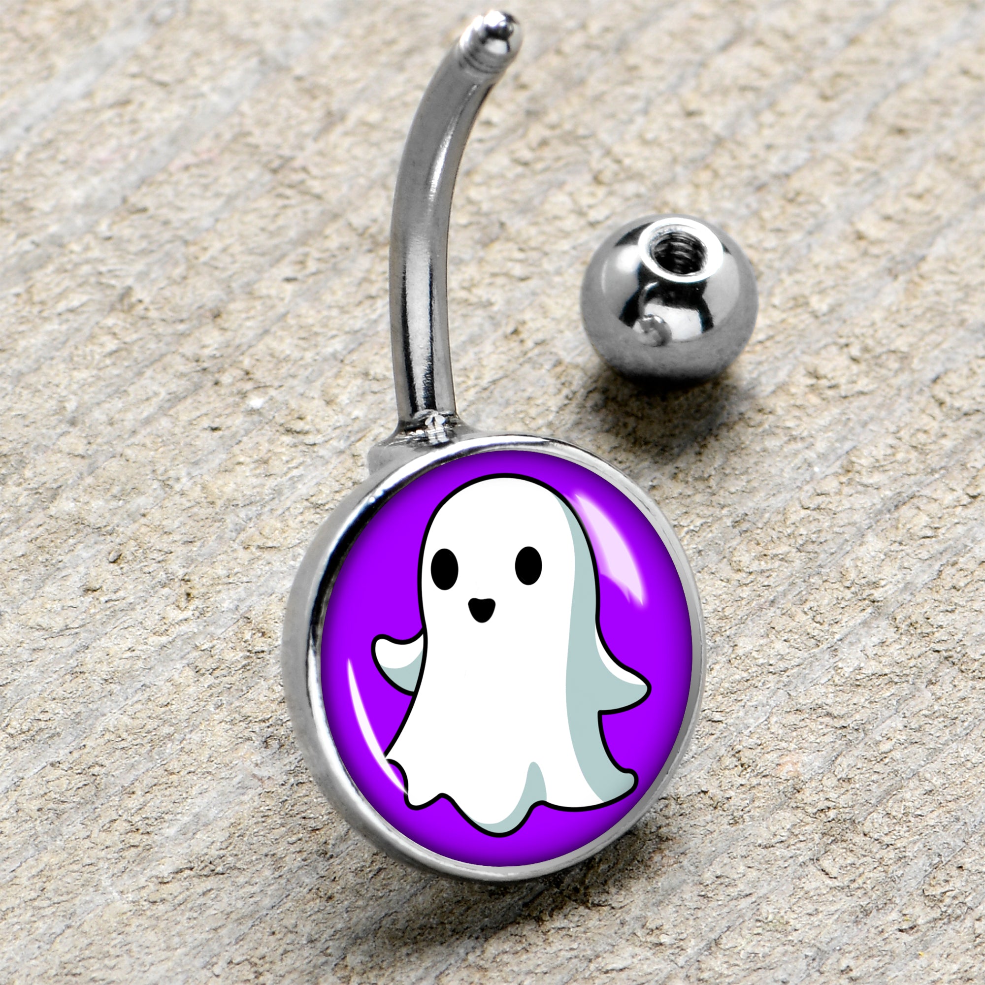 Ghost  Stainless Steel Belly Ring handmade design