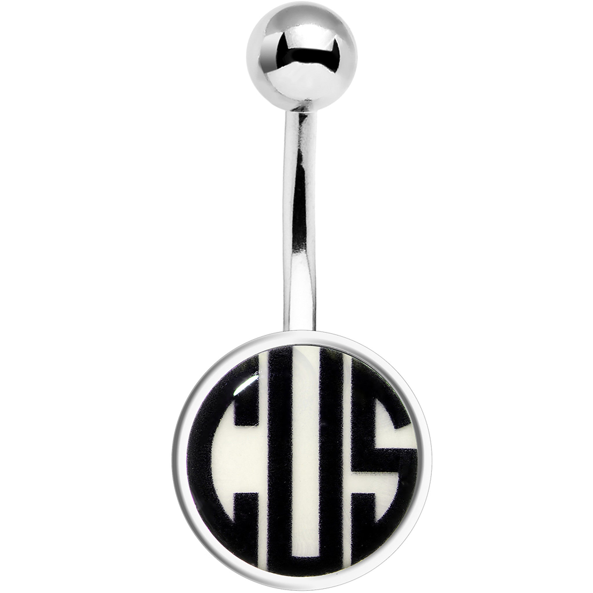 Custom Glow in the Dark Logo Personalized Initial Belly Ring
