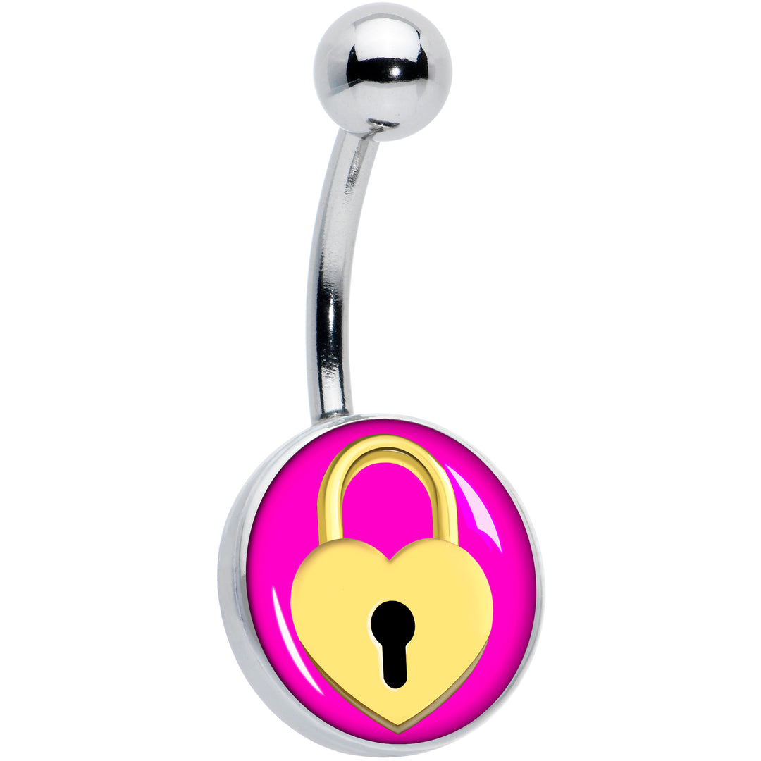 Heart Lock Hypoallergenic Stainless Steel Belly Ring