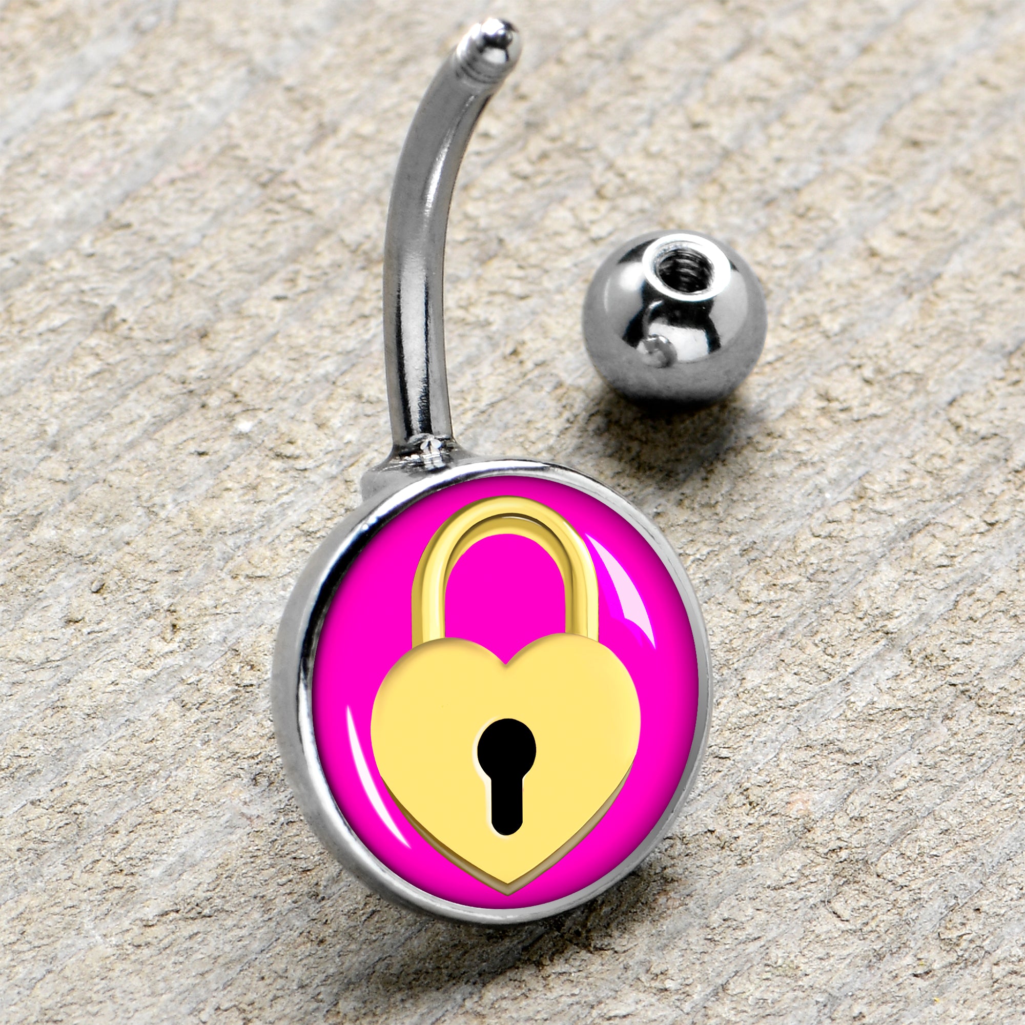 Heart Lock  Stainless Steel Belly Ring handmade design