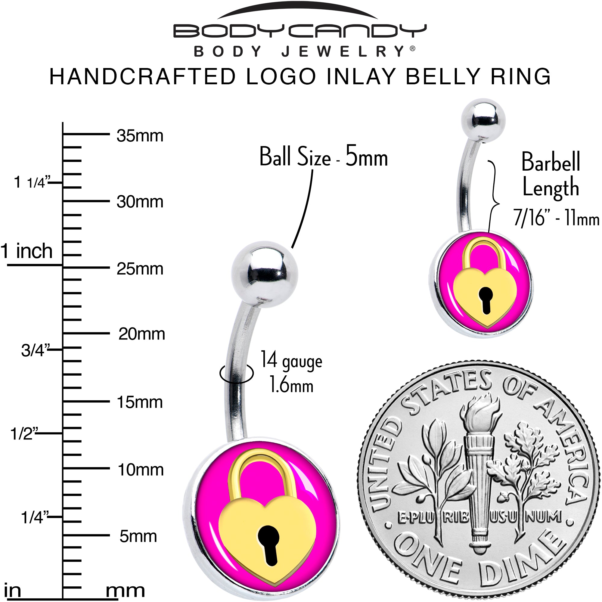 Heart Lock  Stainless Steel Belly Ring perfect for sensitive skin