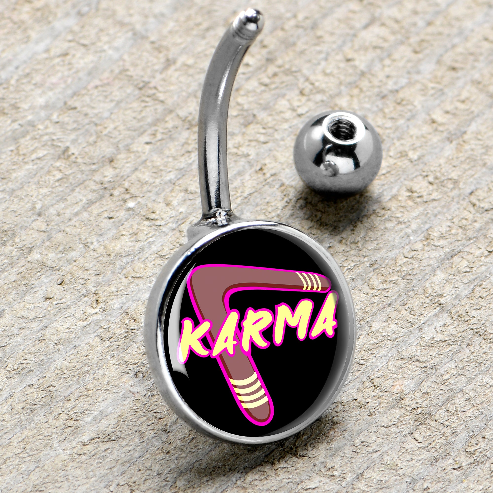 Karmic Boomerang  Stainless Steel Belly Ring handmade design
