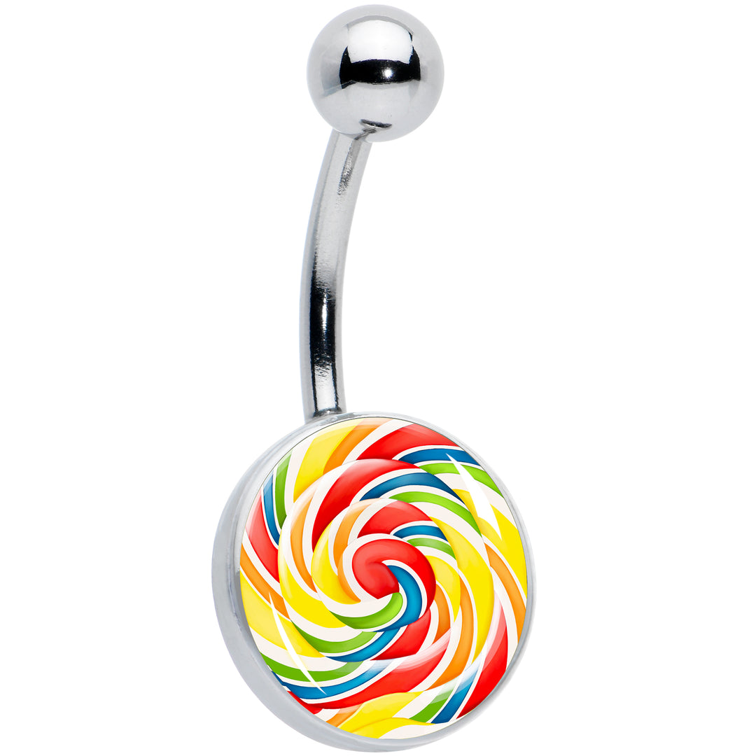 Rainbow Swirl Lollipop Hypoallergenic Stainless Steel Belly Ring