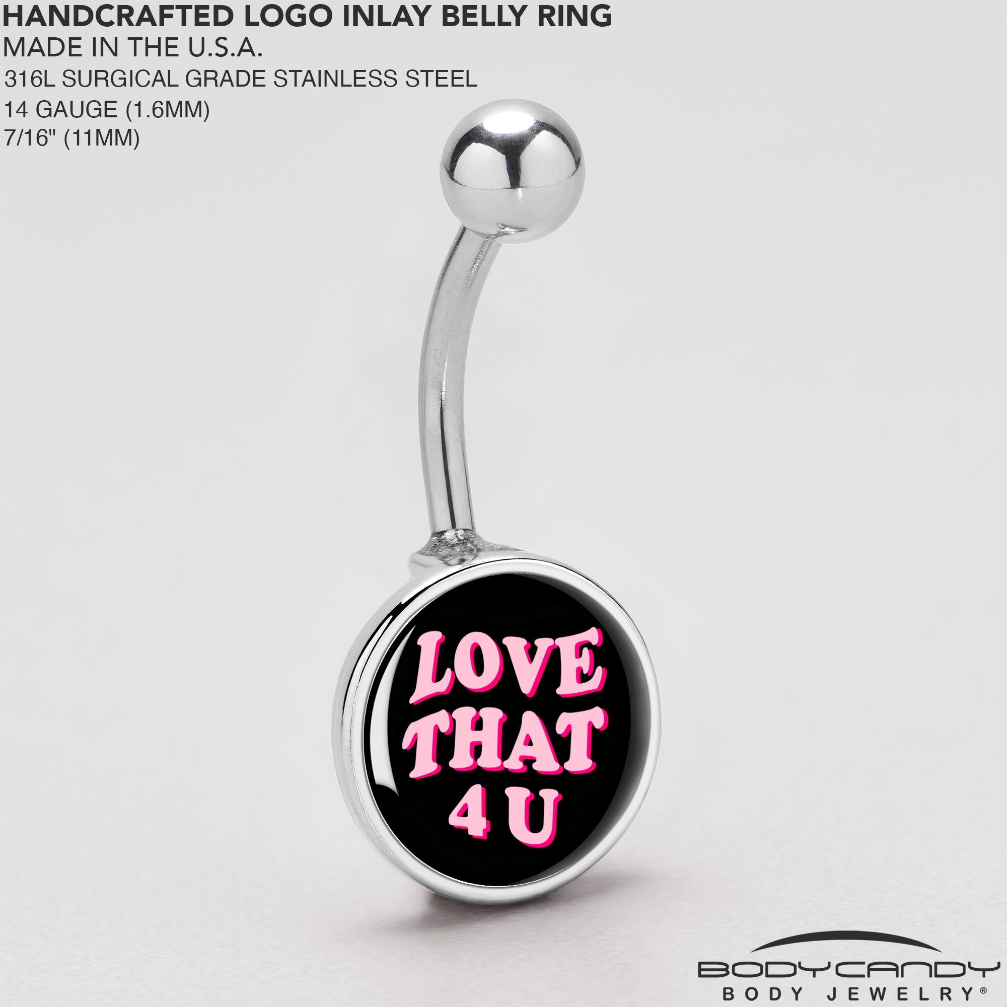 Love That 4 You  Stainless Steel Belly Ring stainless steel navel piercing