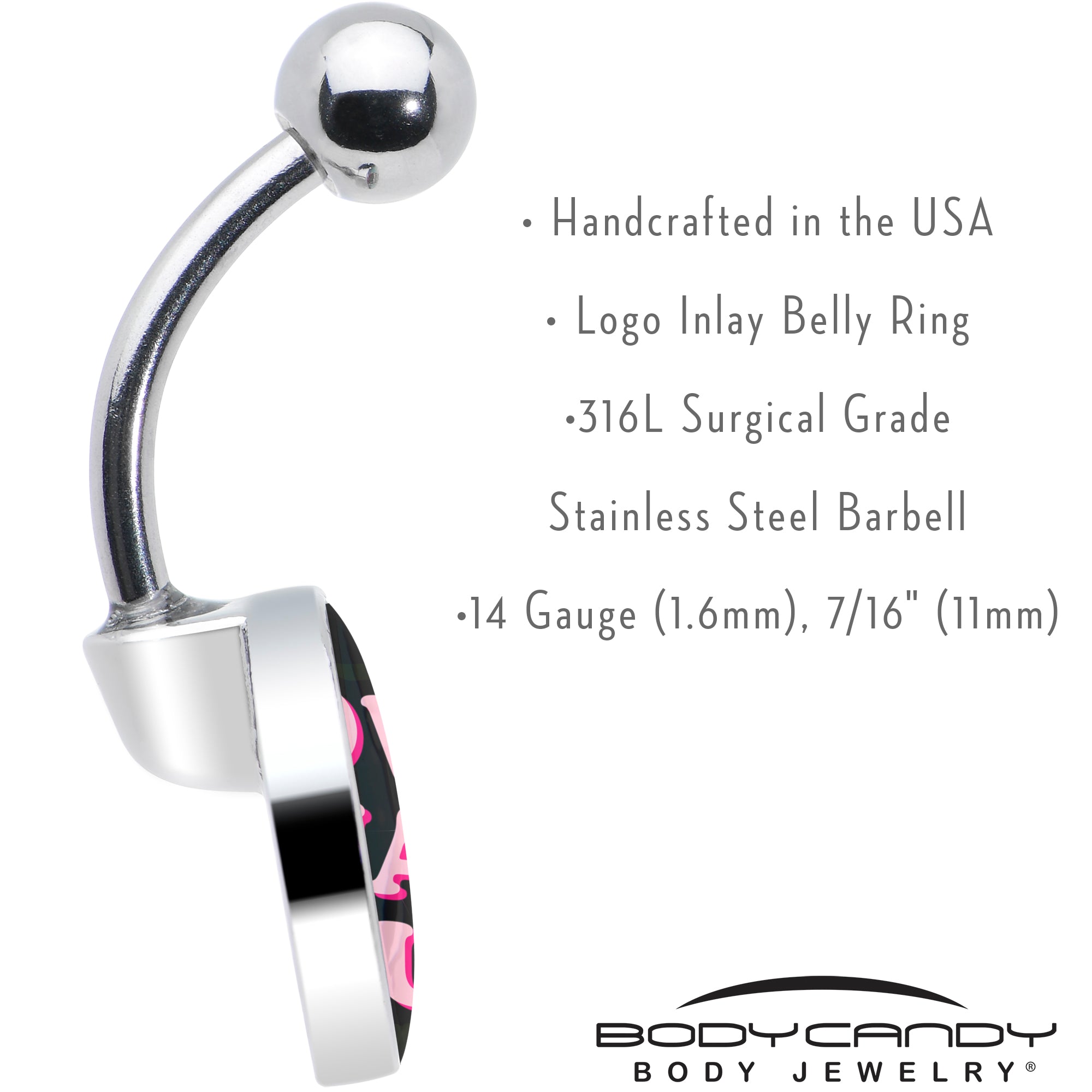 Love That 4 You  Stainless Steel Belly Ring custom design option