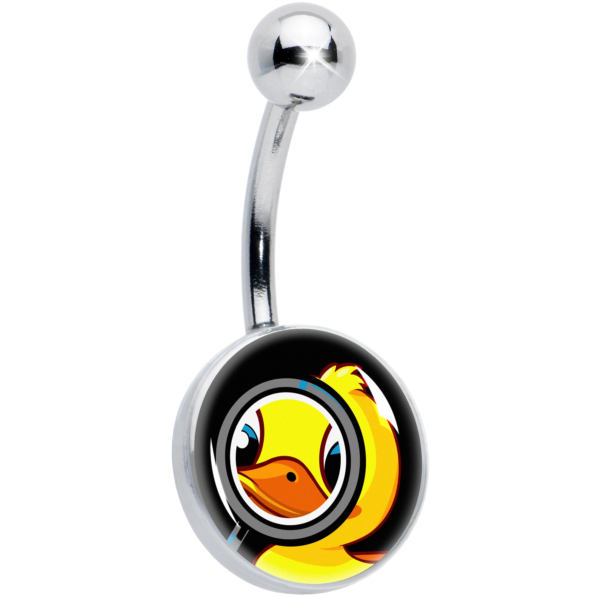 Magnified Yellow Duck Hypoallergenic Stainless Steel Belly Ring