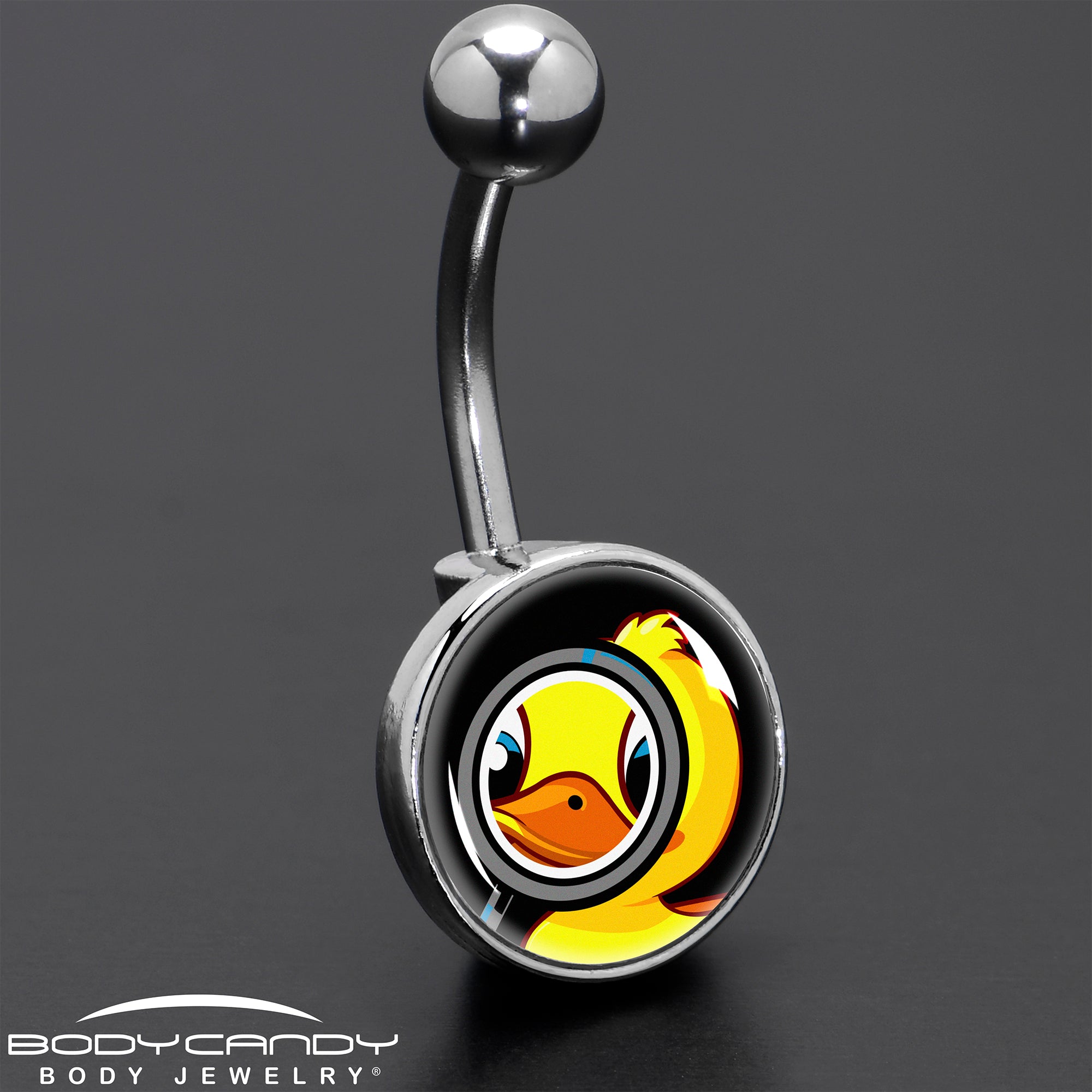 Magnified Yellow Duck  Stainless Steel Belly Ring custom design option