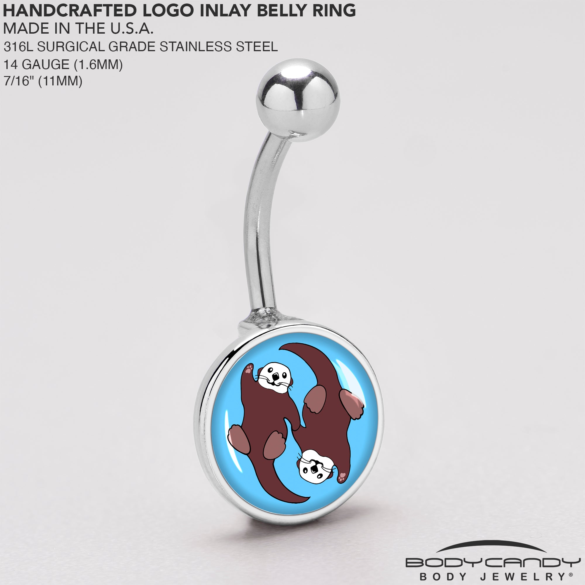Oh My Otters Animal  Stainless Steel Belly Ring stainless steel navel piercing
