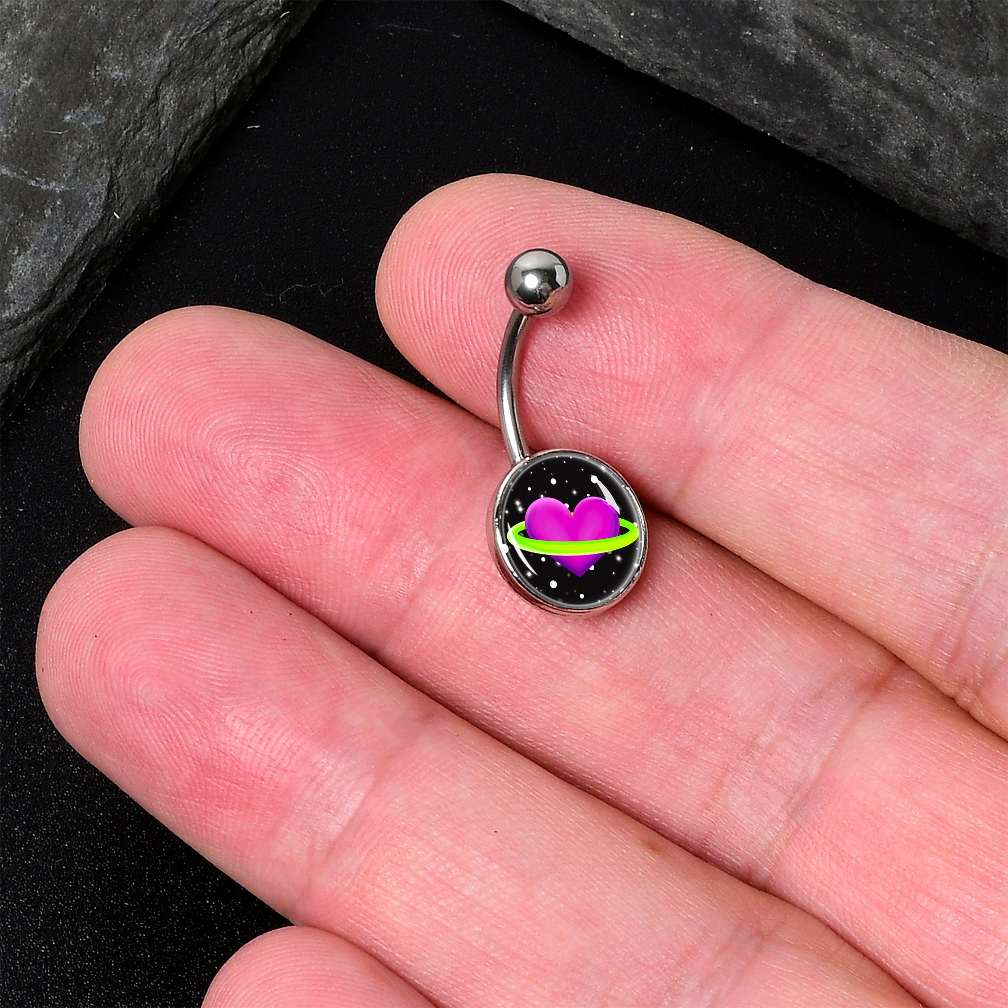 Heart Planet  Stainless Steel Belly Ring lightweight comfortable