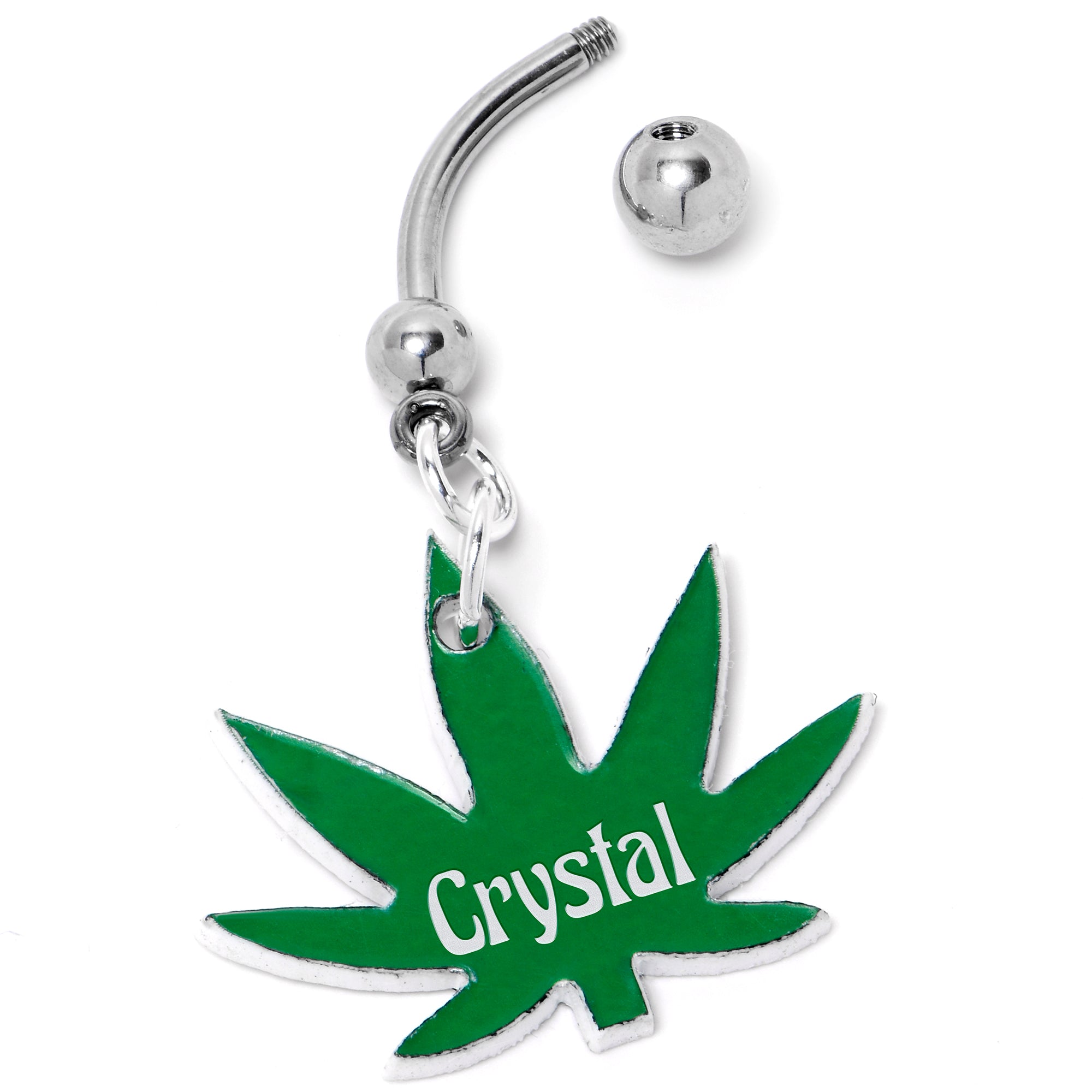 Custom Marijuana Pot Leaf Personalized Dangle Belly Ring