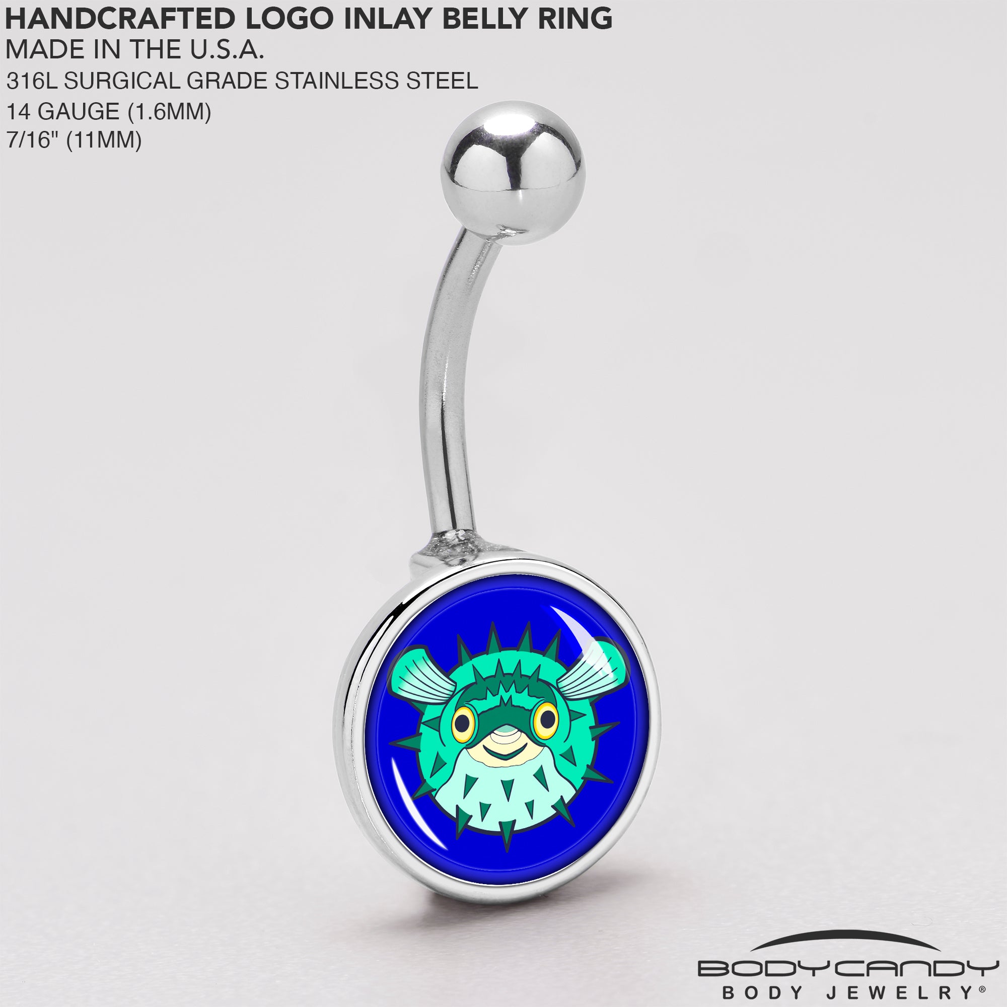 Pufferfish  Stainless Steel Belly Ring stainless steel navel piercing