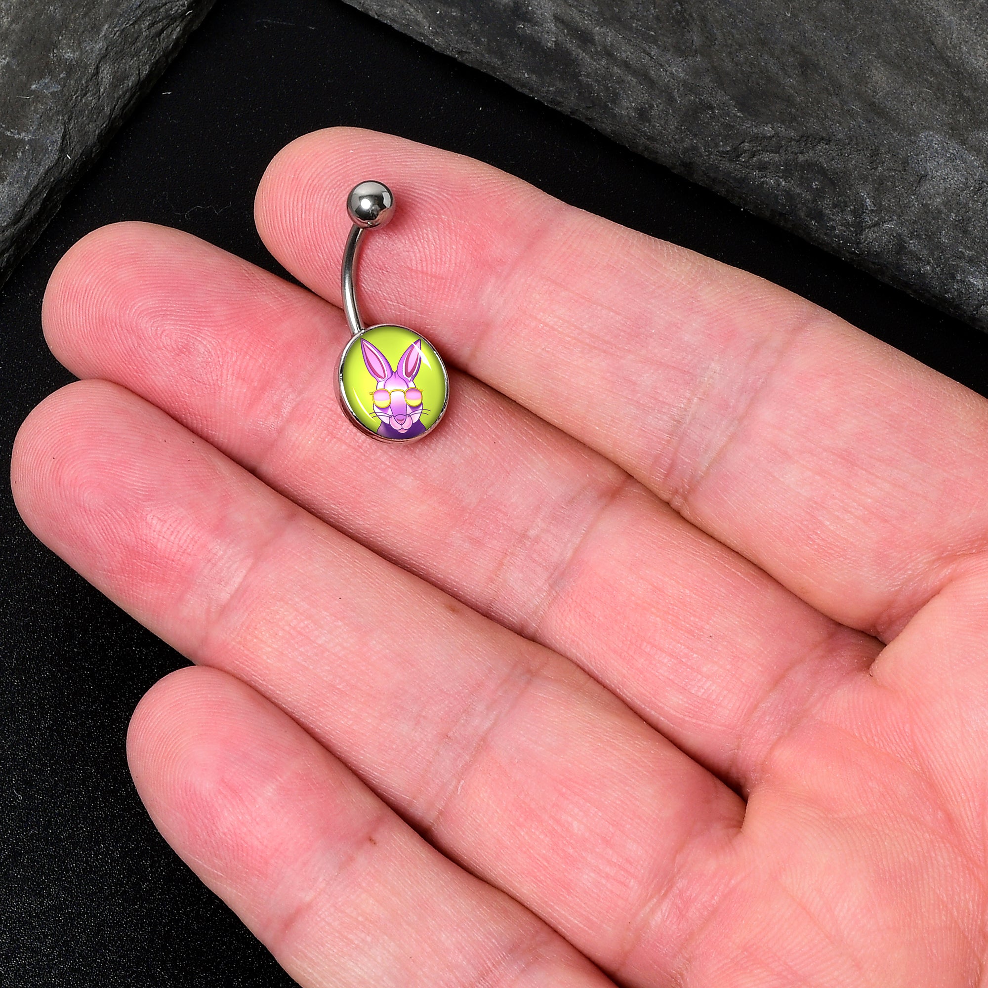 Cool Shades Bunny  Stainless Steel Belly Ring lightweight comfortable