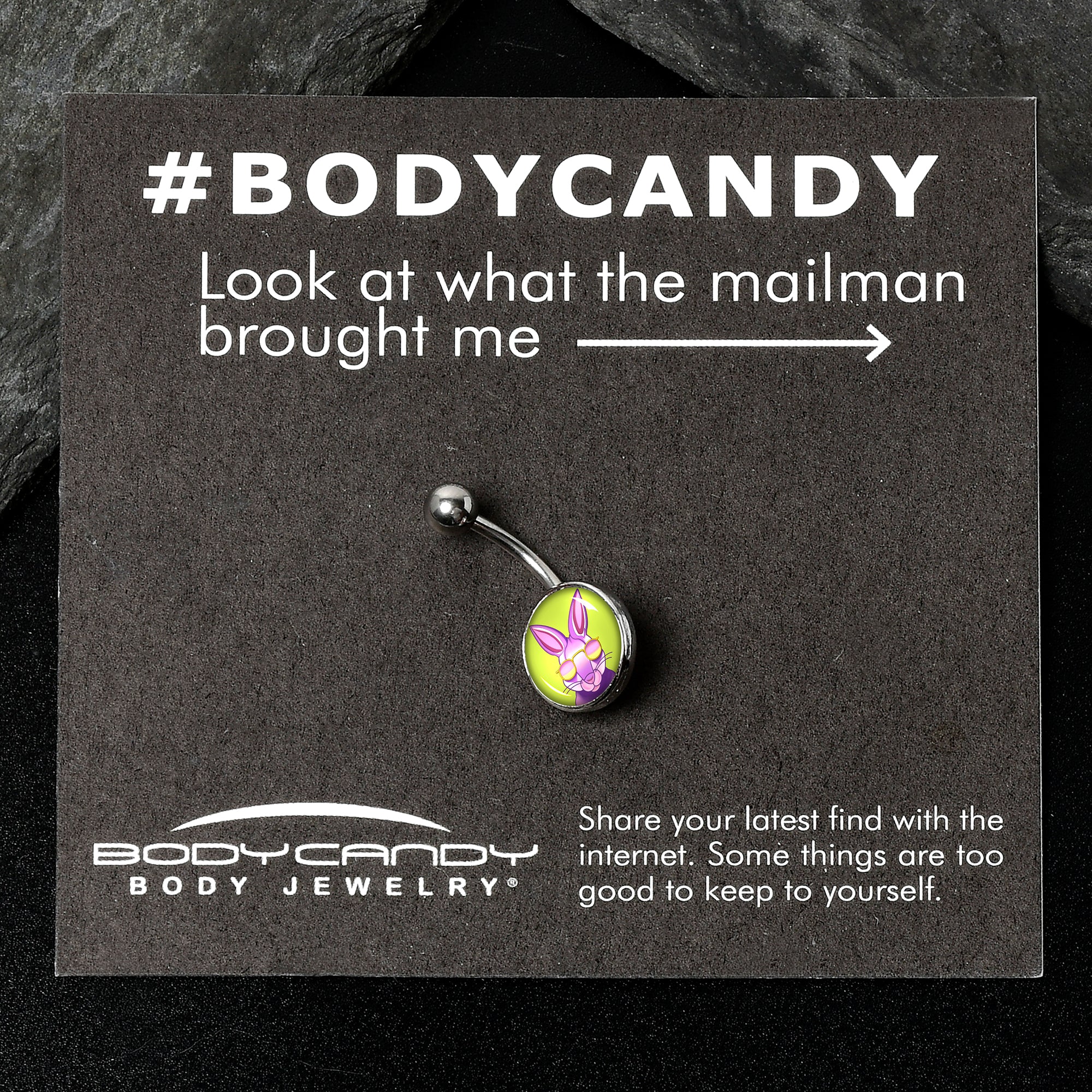 Cool Shades Bunny  Stainless Steel Belly Ring stainless steel navel piercing