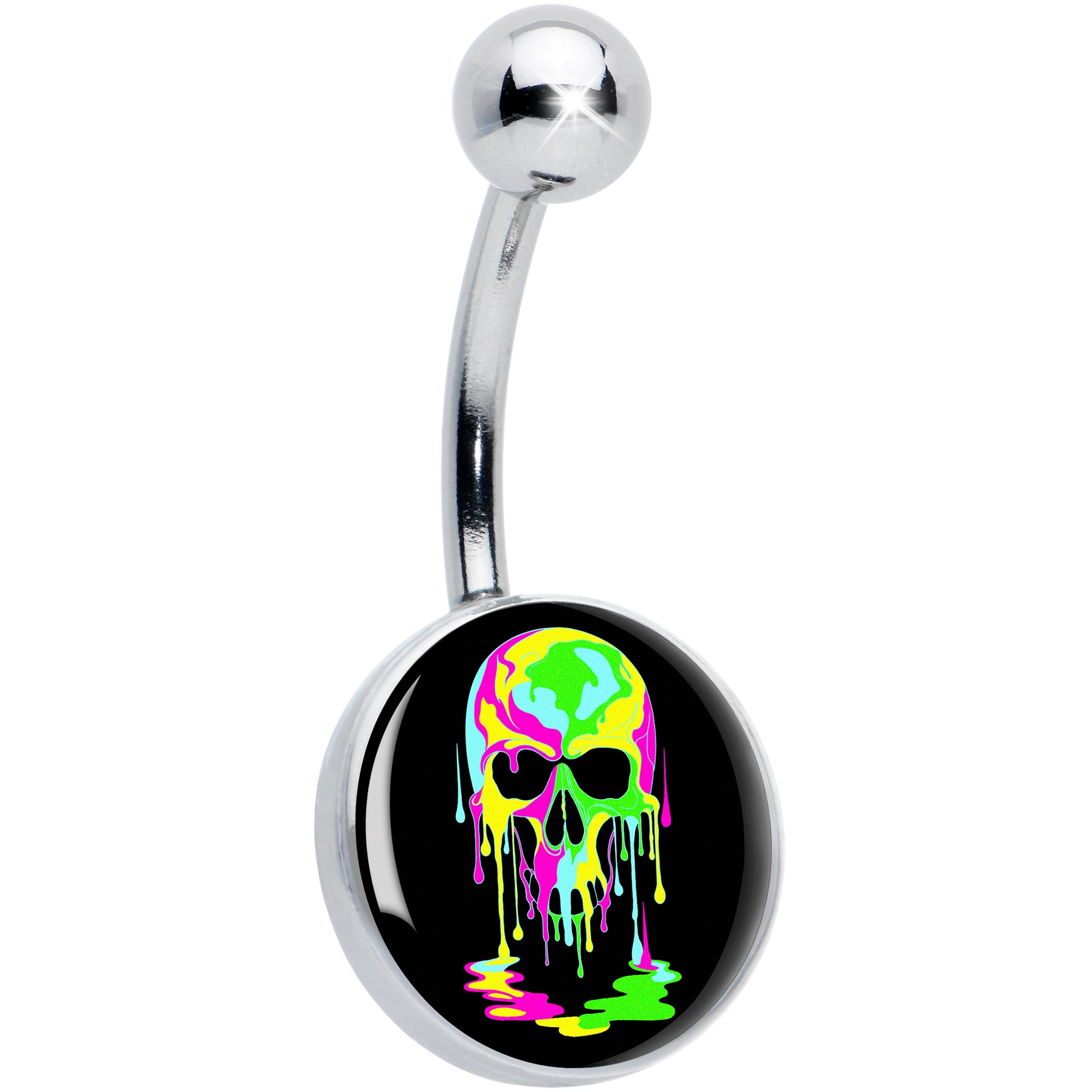 Ultra Bright Melting Skull Hypoallergenic Stainless Steel Belly Ring
