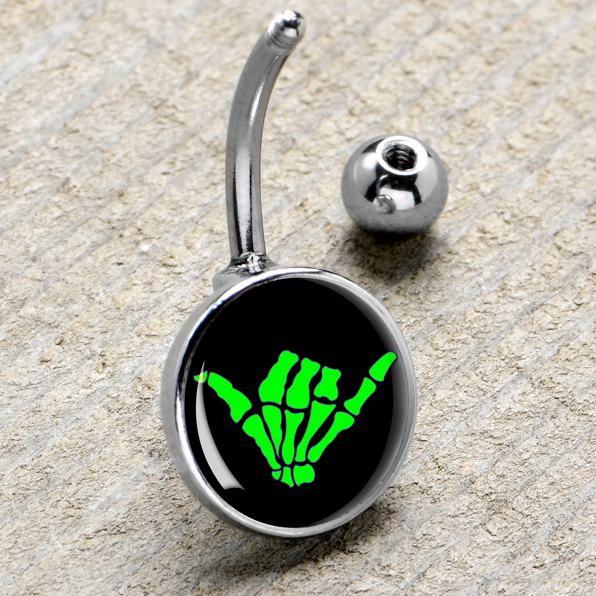 Shaka Hand  Stainless Steel Belly Ring handmade design