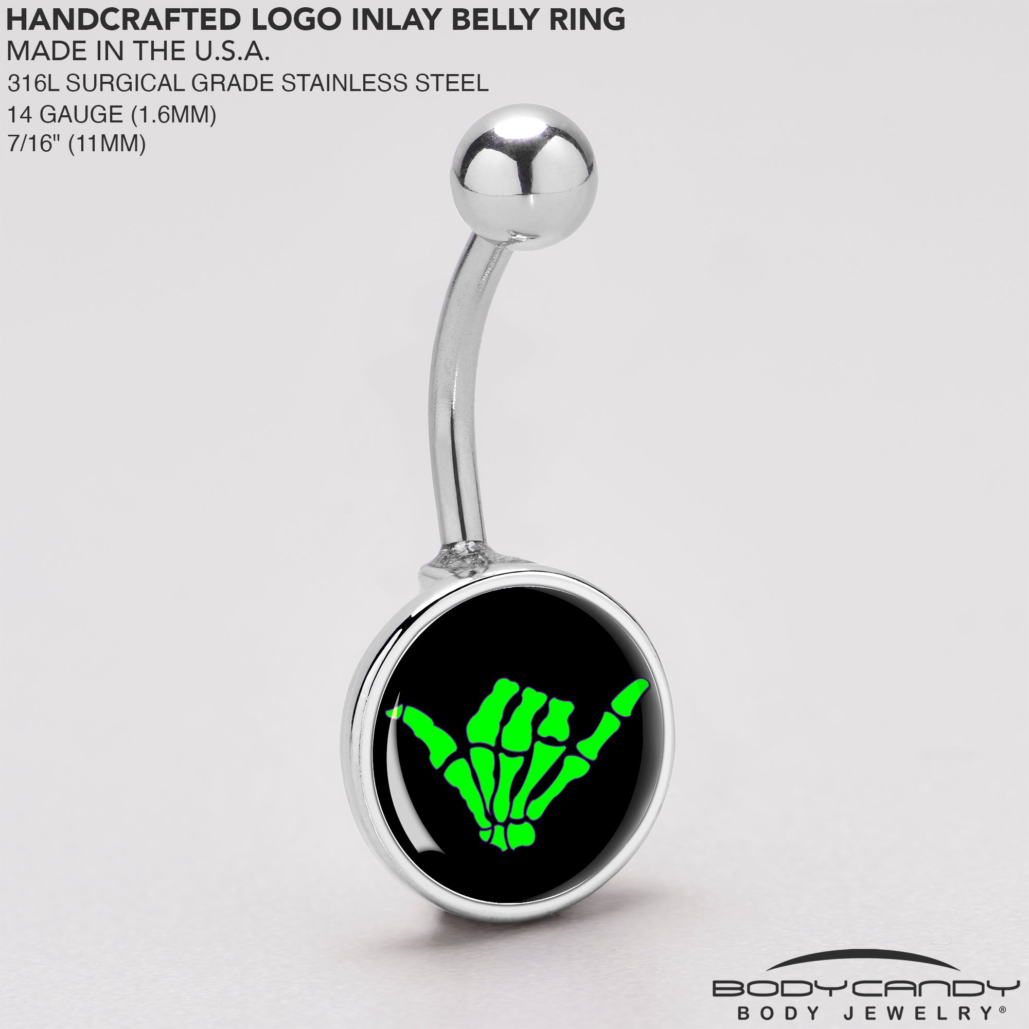 Shaka Hand  Stainless Steel Belly Ring stainless steel navel piercing