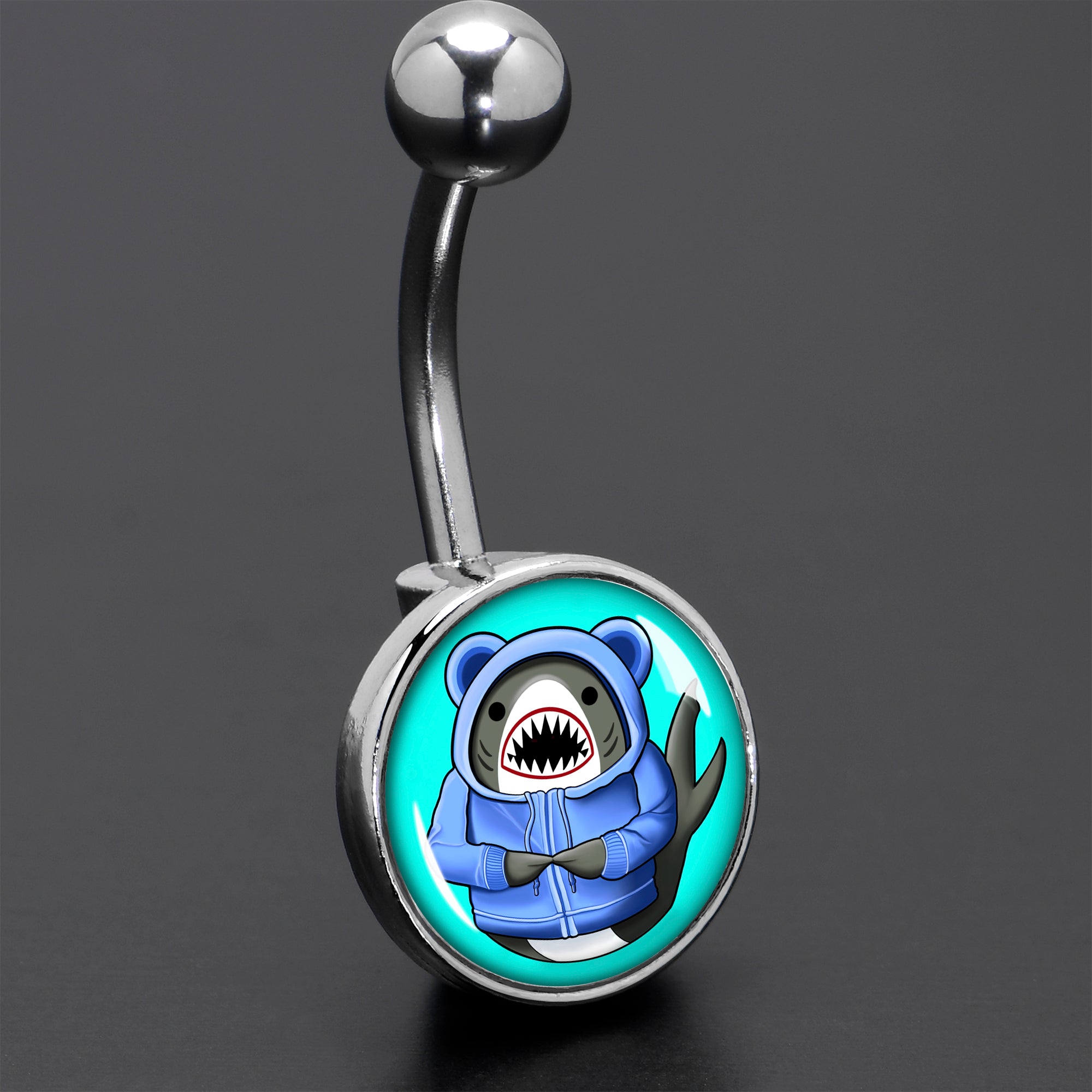 Shark in a Hoodie Belly Ring by Onyx O