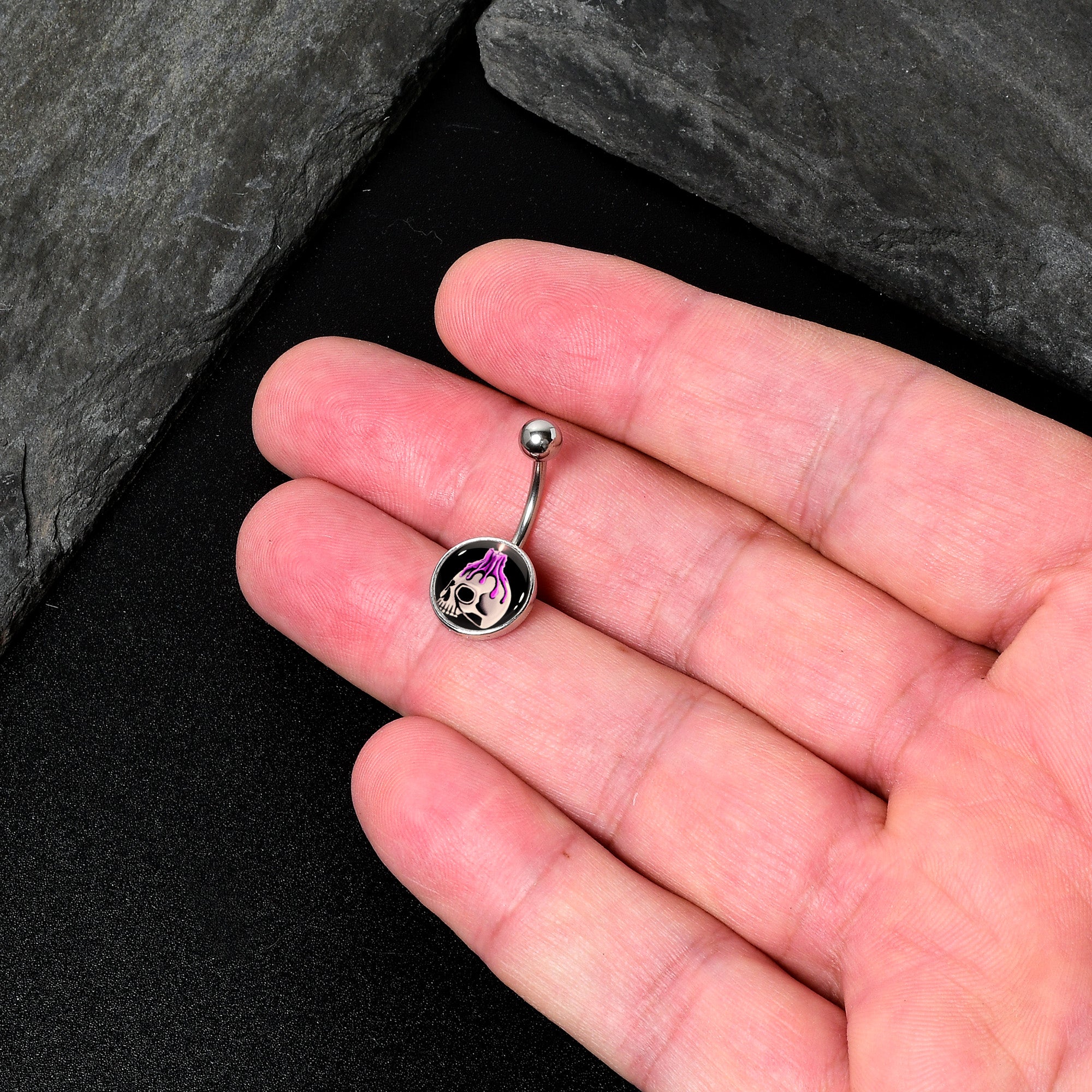 Burning Skull Candle  Stainless Steel Belly Ring stainless steel navel piercing