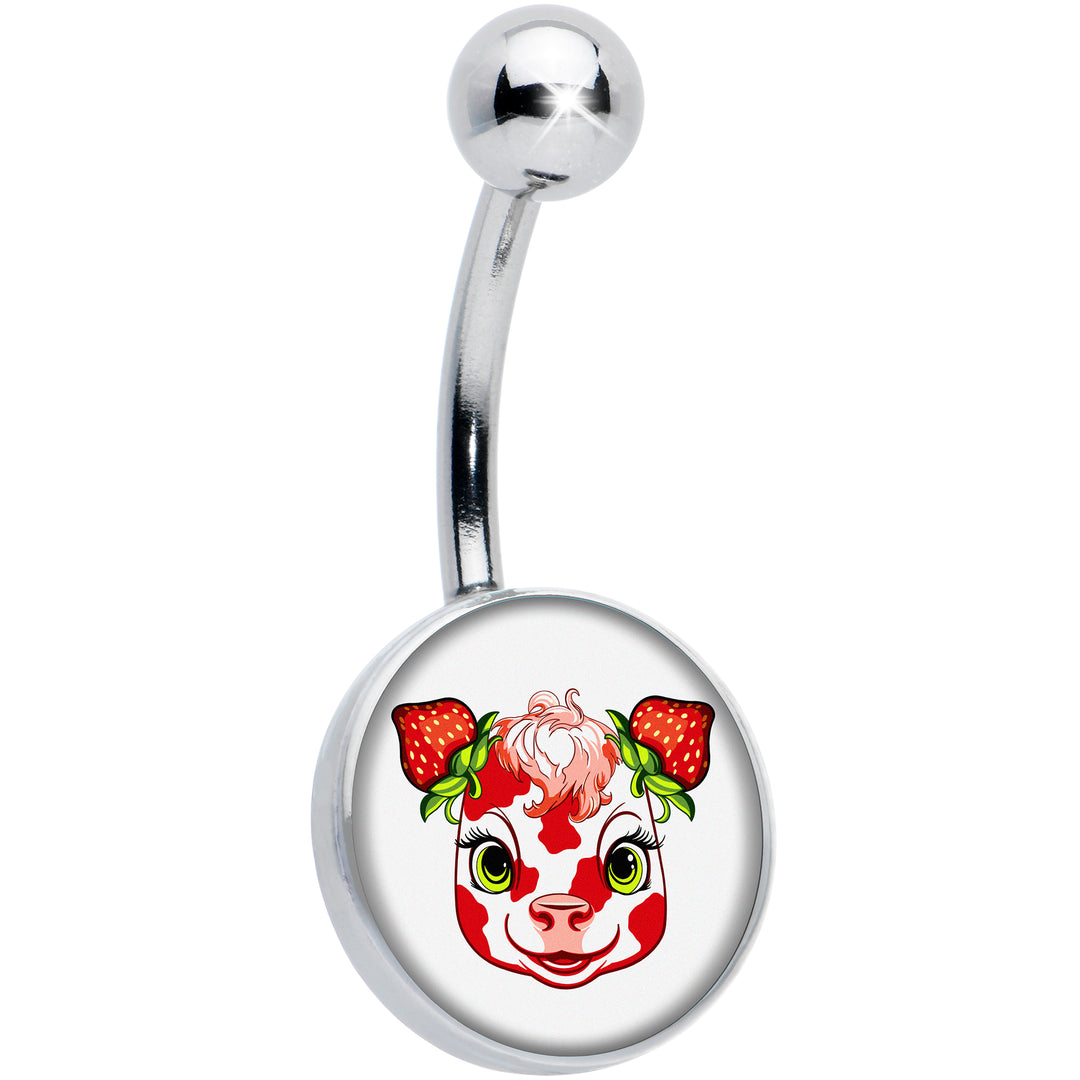 Stawberry Cow Hypoallergenic Stainless Steel Belly Ring